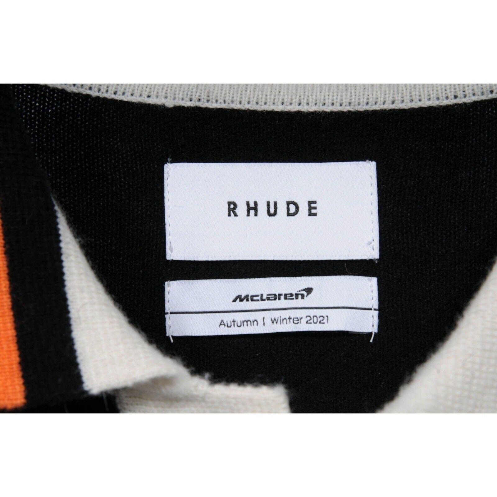 Rhude McLaren Color Block Wool Polo Shirt Orange Black -02644 Size US XXL / EU 58 / 5 - 4 Thumbnail