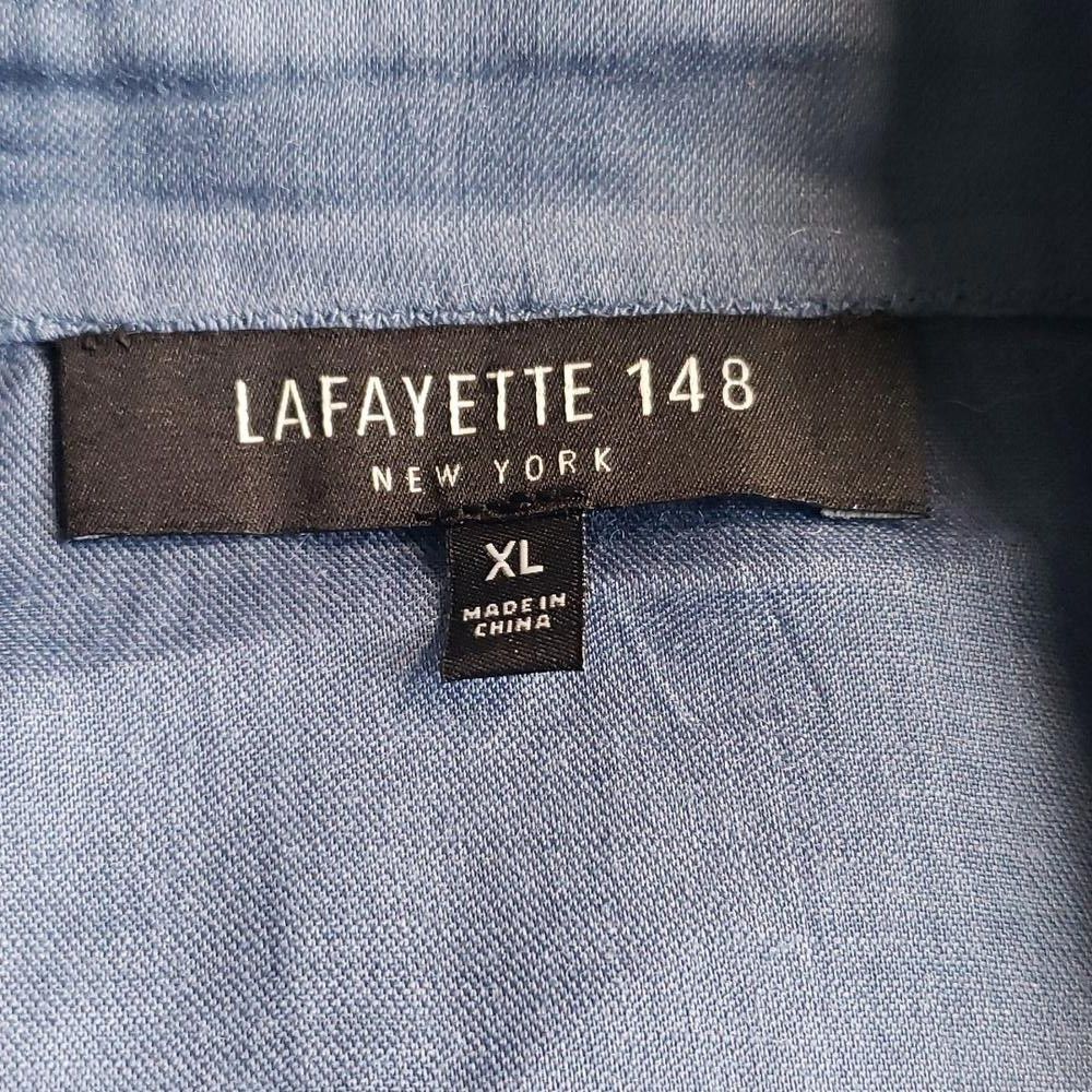 Designer CT731a Lafayette 148 Blue Short Sleeve Ladies Shirt XL Size XL / US 12-14 / IT 48-50 - 5 Thumbnail
