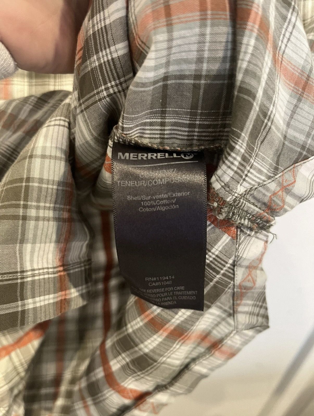 Merrell Merrell Men’s Brown Orange Plaid Shirt Sleeve Button Down Size US M / EU 48-50 / 2 - 4 Thumbnail