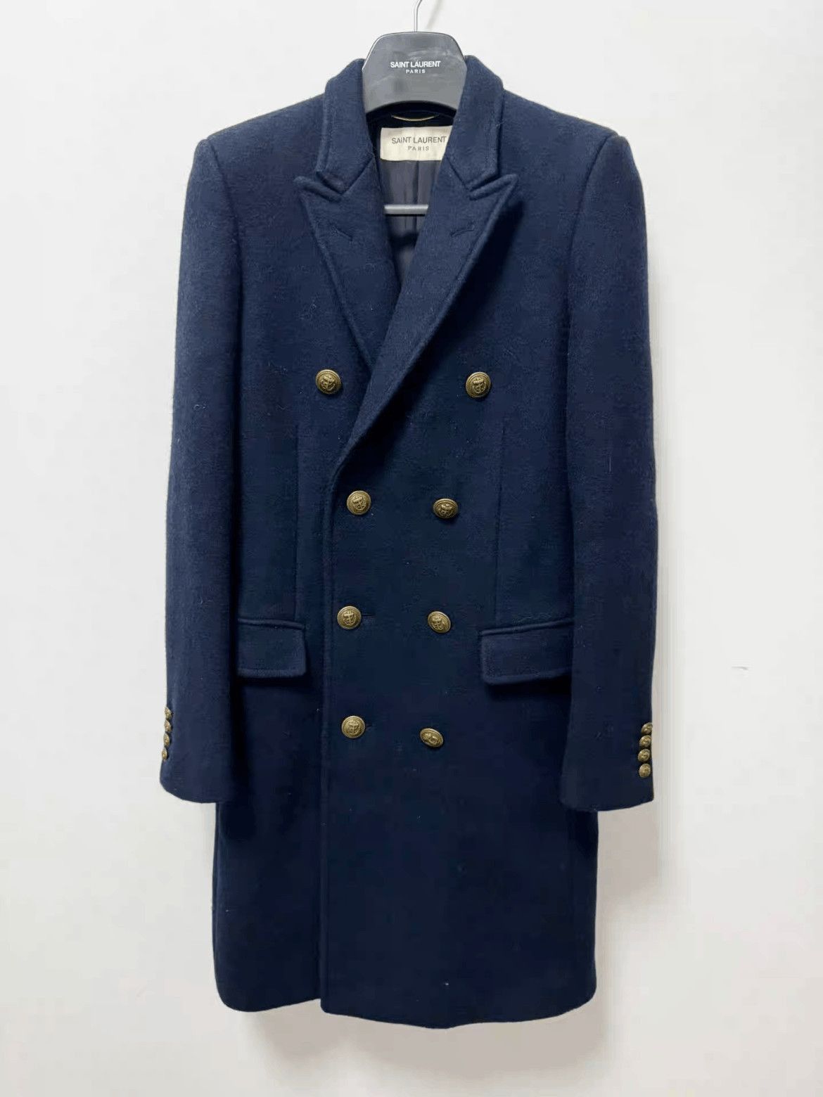 Saint Laurent Paris Sz 48 Saint Laurent Paris 13AW Runway Navy Coat-2508 Size US M / EU 48-50 / 2 - 1 Thumbnail