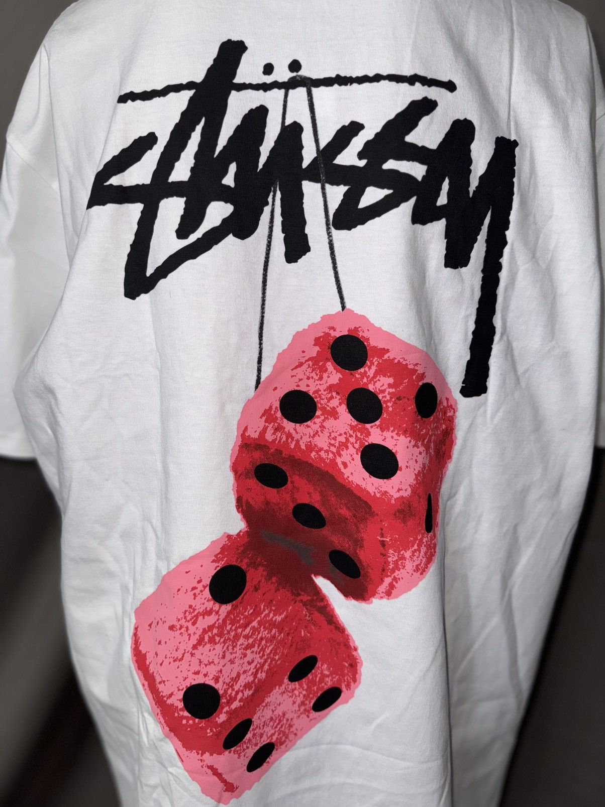Stussy Stussy White Fuzzy Dice T Shirt Size Large Size US L / EU 52-54 / 3 - 7 Thumbnail