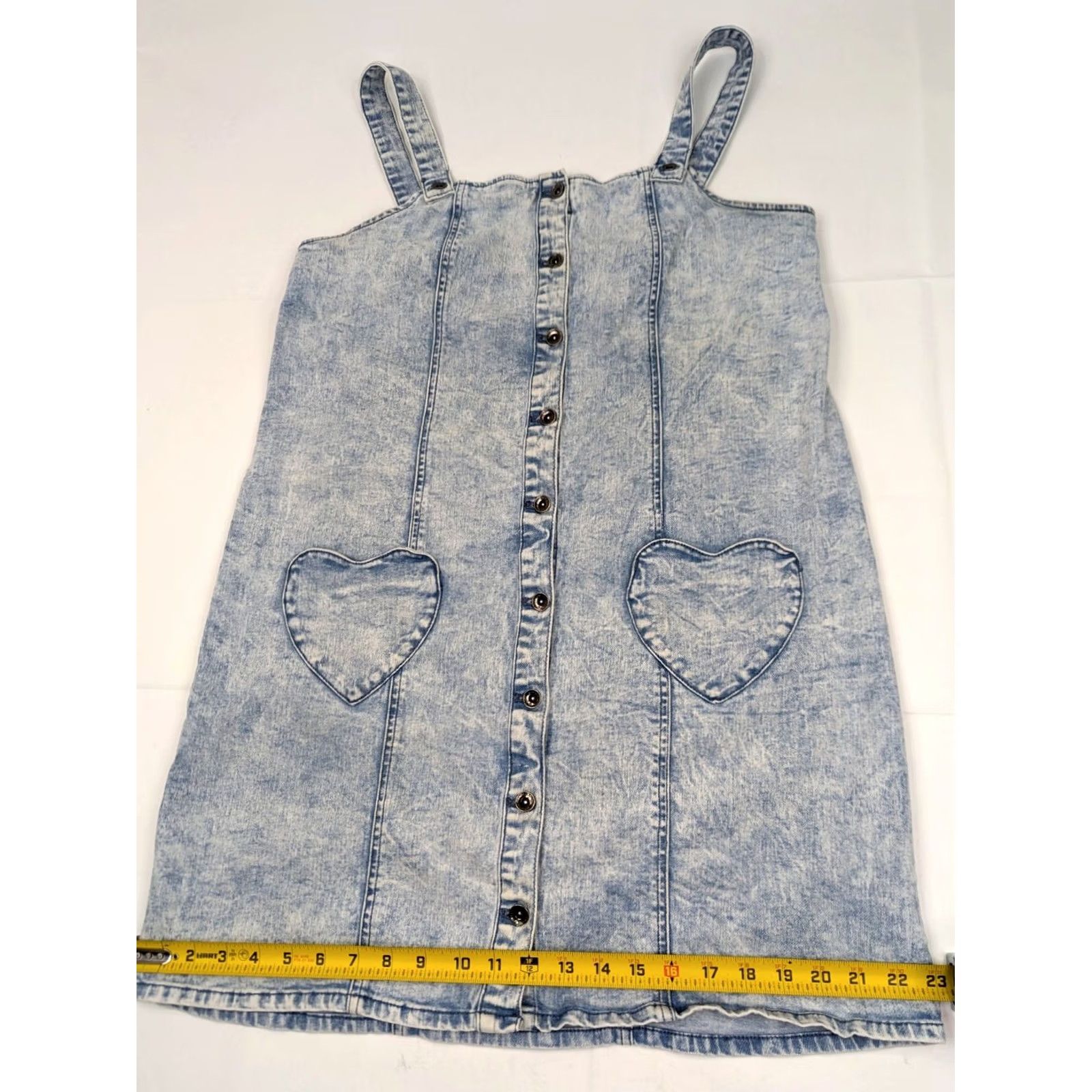 Hot Topic VINTAGE? No. BlackHeart Hot Topic Denim Overall Skirt Women XL Light Wash Button Long Skirt Size 40" / US 18 - 5 Thumbnail