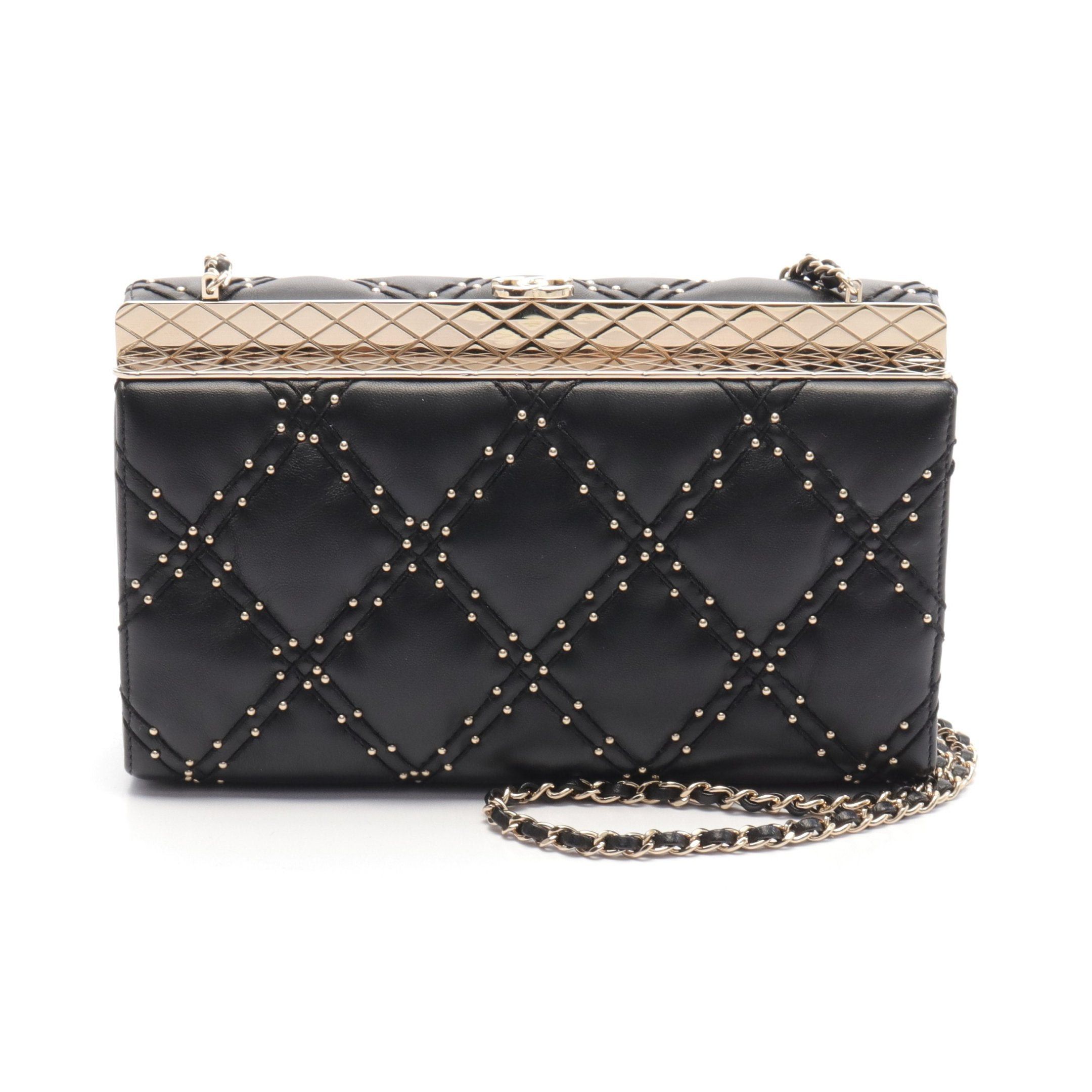 Chanel Chanel Chain Shoulder Bag Leather Black Gold Hardware Studs Size ONE SIZE - 1 Thumbnail