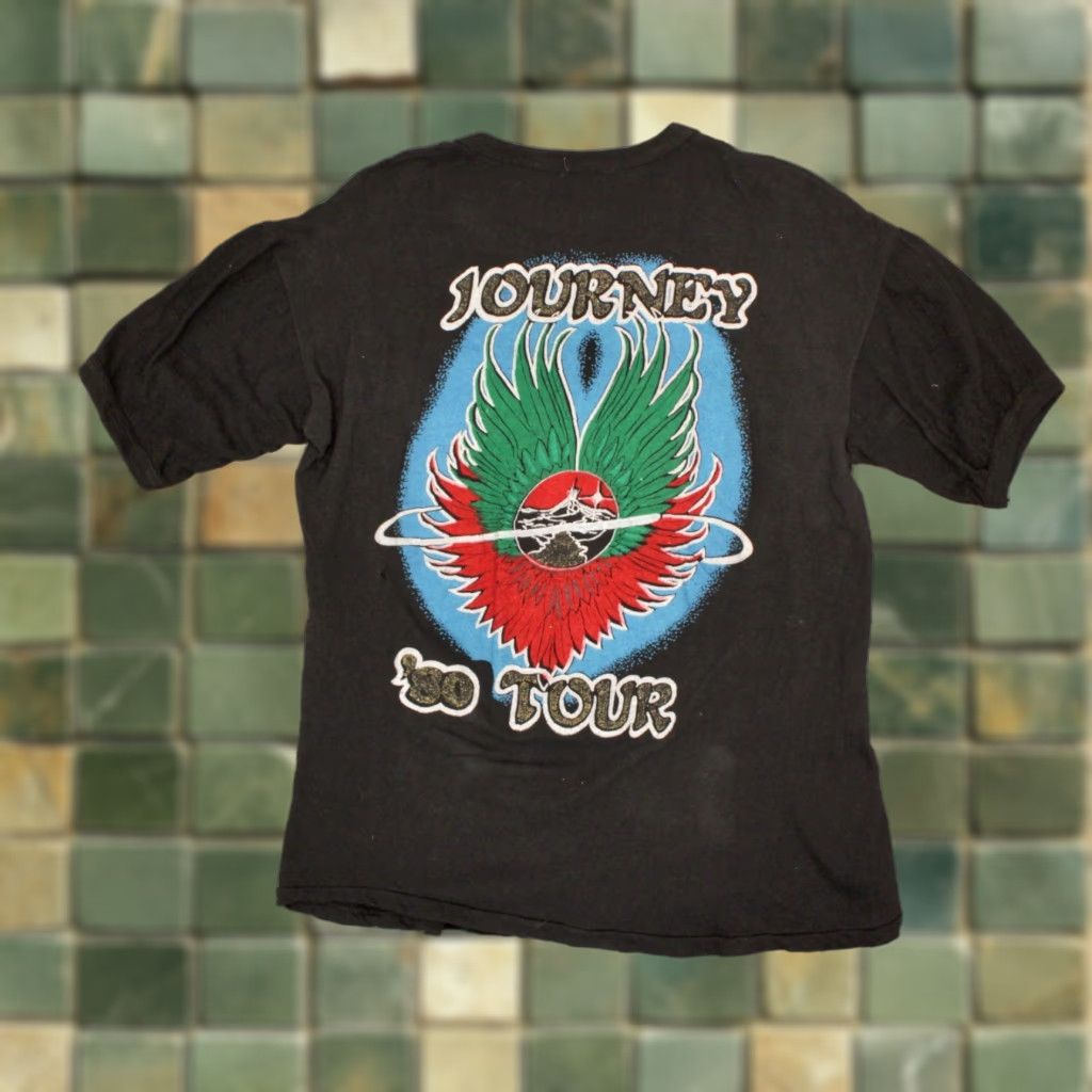 Vintage VINTAGE Men’s VTG 1980 Journey Band TShirt Departure Tour Sz M 1980s Band 80s Black Cotton Graphic Tee Mens Size US M / EU 48-50 / 2 - 1 Thumbnail