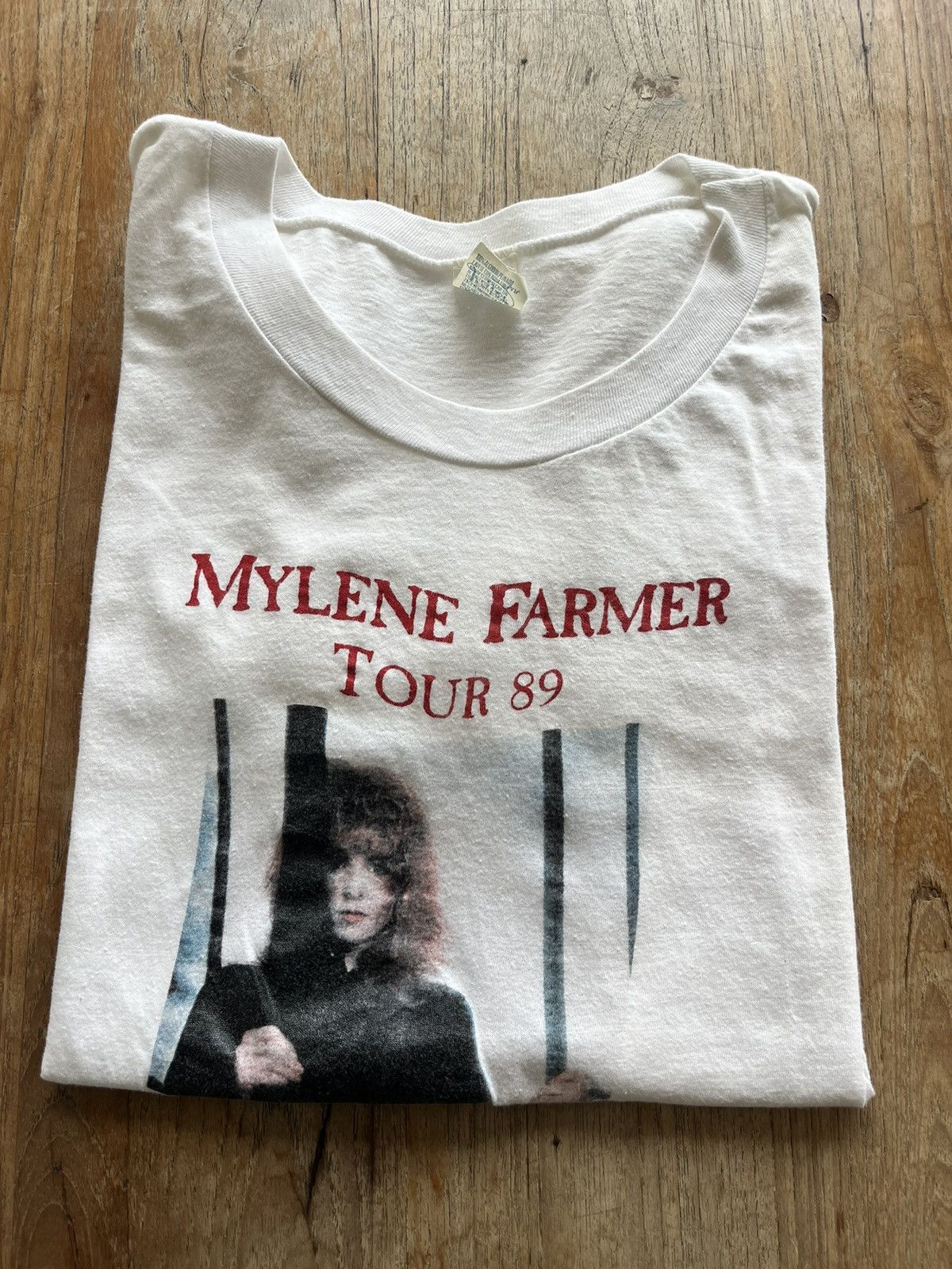 image of Band Tees x Tour Tee Vintage Mylene Farmer Tour 1989’ En Concert Avec in White, Men's (Size 2XL)
