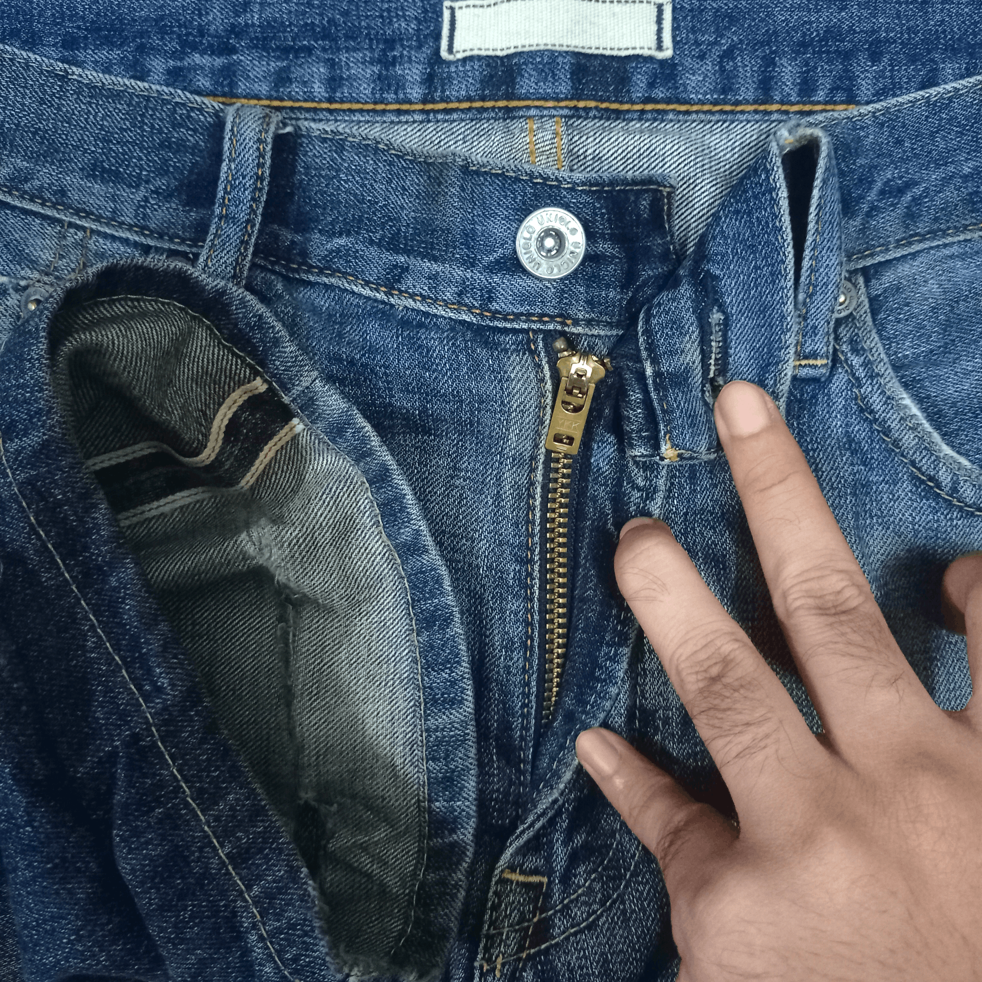 Uniqlo Vintage Uniqlo Selvedge Mud Wash Distressed Loose Jeans Size US 36 / EU 52 - 3 Thumbnail