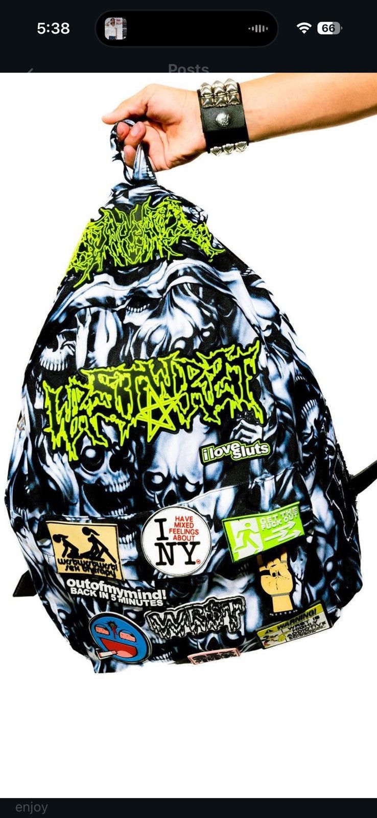 Other WRST Skullpile Patch Backpack (rare) Size ONE SIZE - 1 Thumbnail