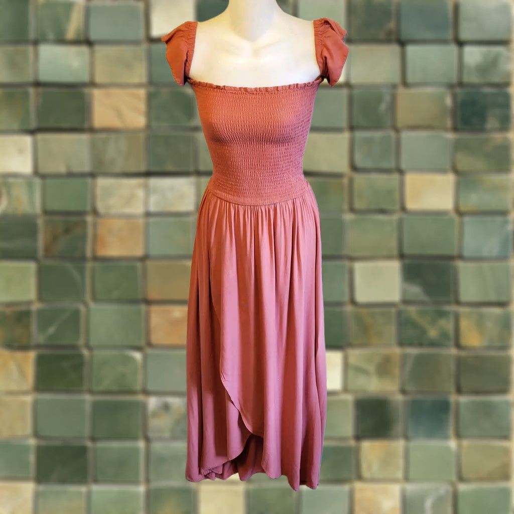 Young Fabulous & Broke Young Fabulous & Broke Off Shoulder Maxi Dress XS Terracotta Pink Boho Faux Wrap Off Shoulder Maxi Dress Womens XS Pink Bohemian 90s? Size XS / US 0-2 / IT 36-38 - 1 Thumbnail