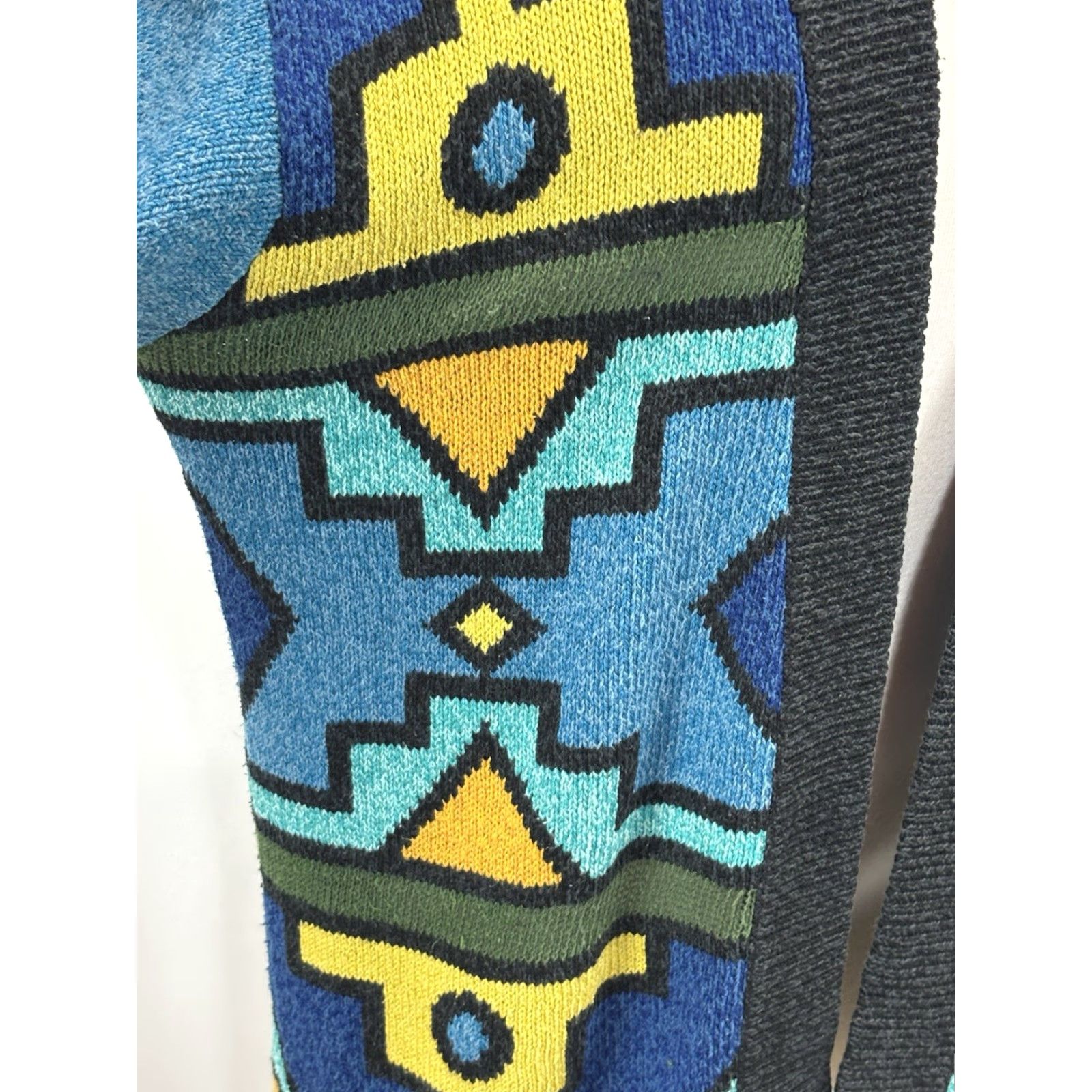 Vintage Vtg August Silk Cardigan Sweater Sz Small Aztec Boho Midlength Open Front 90s Size S / US 4 / IT 40 - 6 Thumbnail