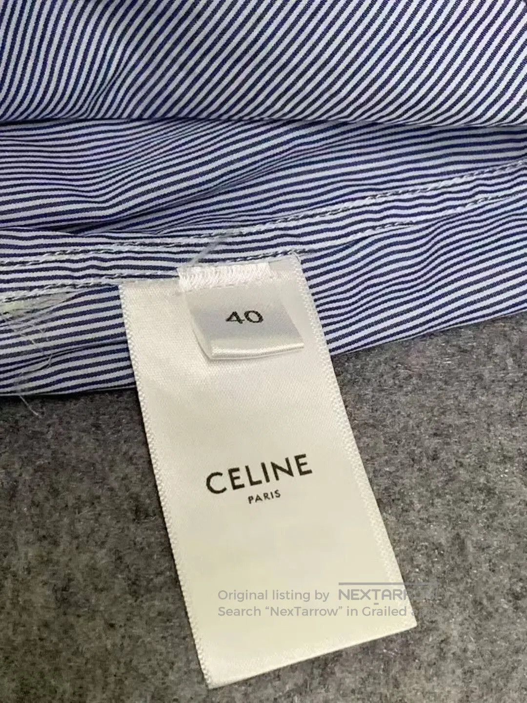 Celine Celine Striped Logo Shirt, Size 40. Size US XXS / EU 40 - 3 Thumbnail