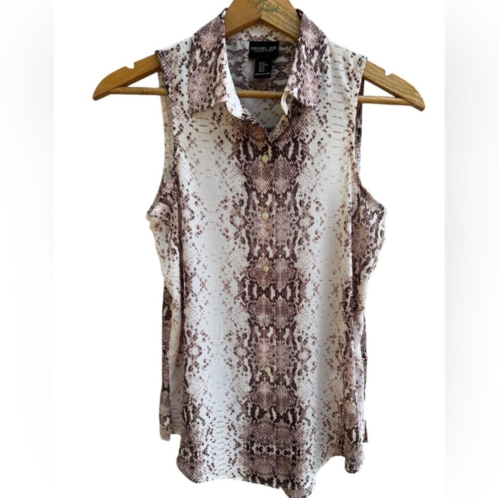 Rachel Zoe Rachel Zoe Sleeveless Collar Snakeskin Print Blouse Size XS Size XS / US 0-2 / IT 36-38 - 1 Thumbnail