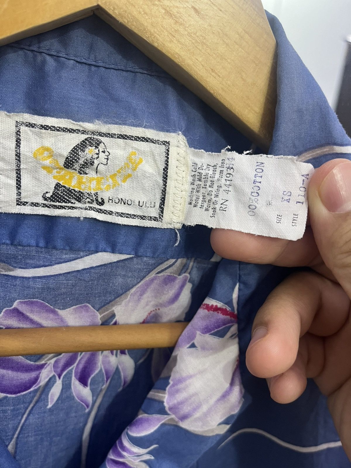 Vintage Vintage Otaheite Aloha Orchid Shirt Blue XS Made USA Size US XS / EU 42 / 0 - 5 Thumbnail