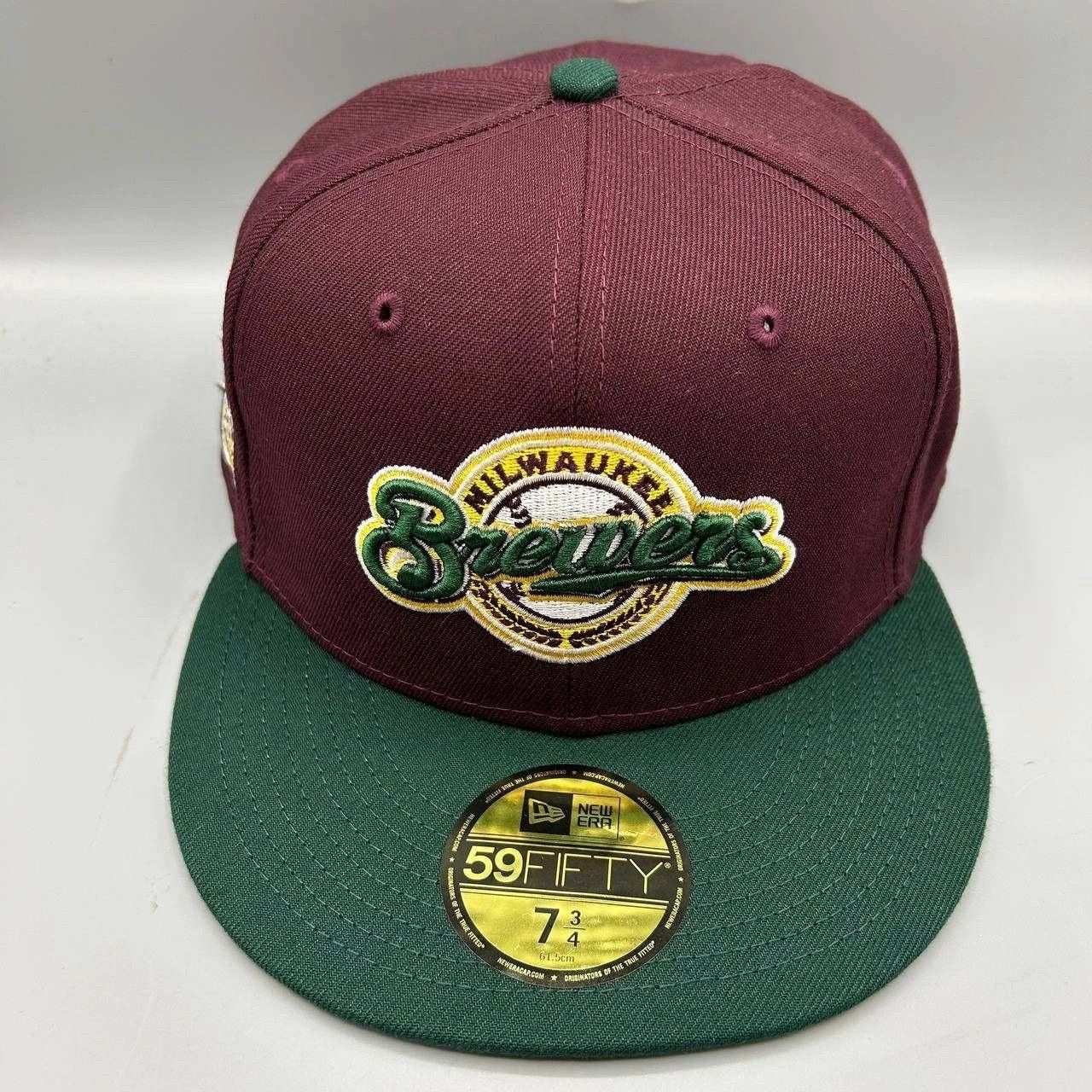New Era Milwaukee Brewers Hat Men 7 3/4 Red Green MLB Fitted Cap New Size ONE SIZE - 1 Thumbnail
