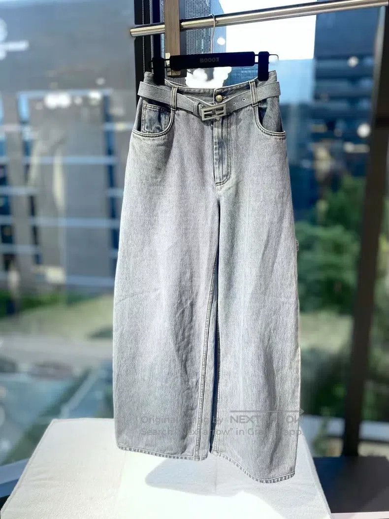 Fendi Fendi Cotton 23ss High-Waisted Wide Leg New Jeans Size 25" / US 0 / IT 36 - 2 Thumbnail