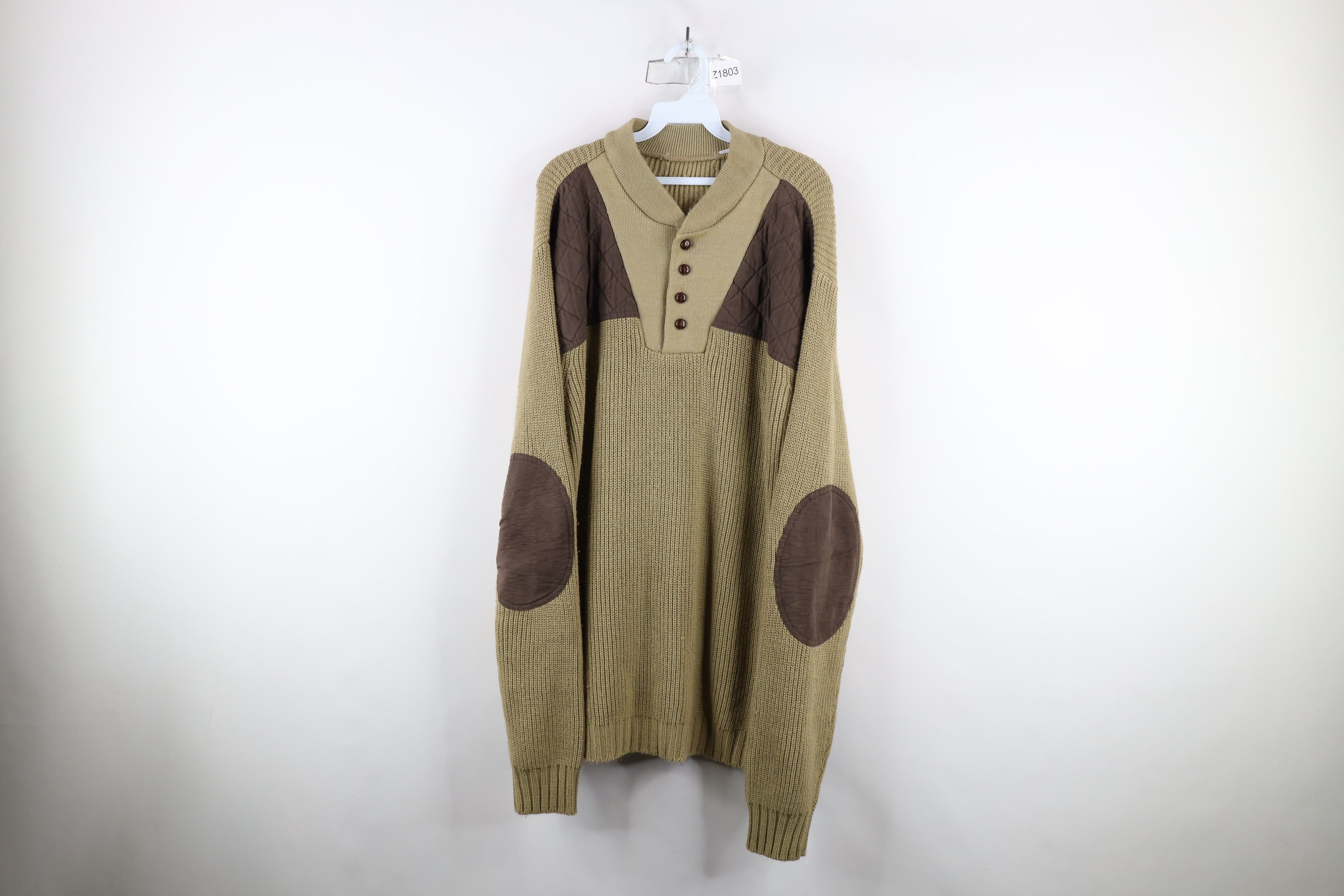 Vintage Vintage 90s Streetwear Patch Ribbed Knit Henley Sweater Size US XXL / EU 58 / 5 - 1 Thumbnail