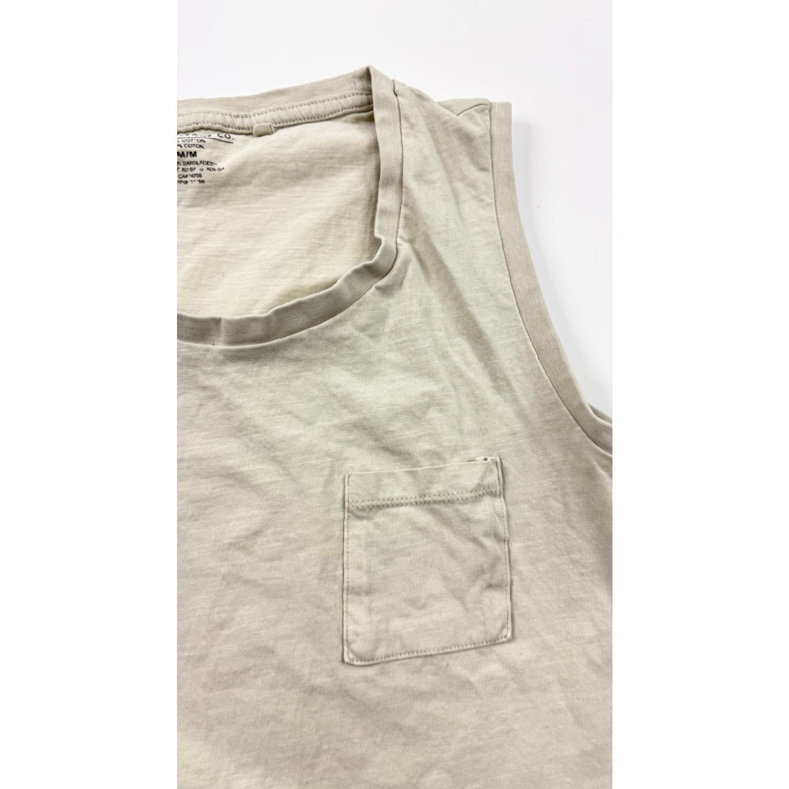 Silver Jeans Co. Silver Jeans Tank Top Shirt Mens M Beige Sleeveless Pocket 100% Cotton Tank Crew Neck Size M / US 6-8 / IT 42-44 - 2 Thumbnail