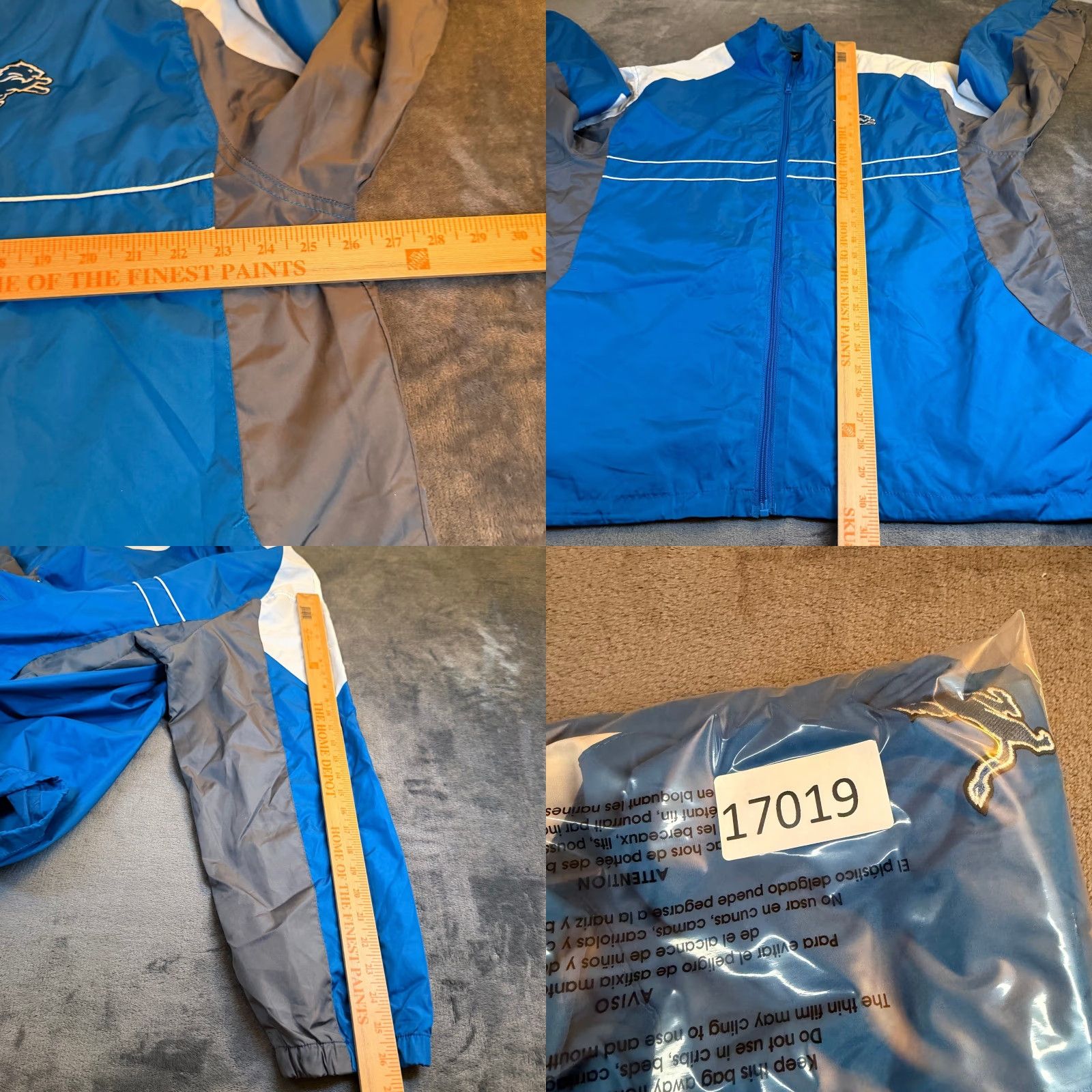 Dunbrooke Dunbrooke Detroit Lions Mens XL Windbreaker Jacket Blue Grey Full Zip NFL y2K Size US XL / EU 56 / 4 - 8 Thumbnail