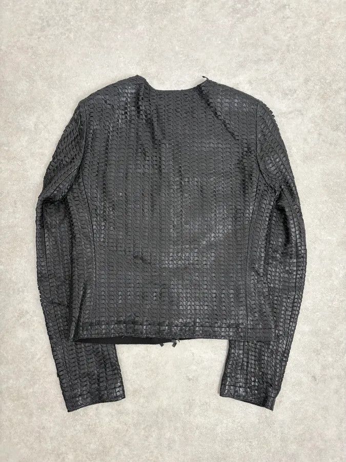 Dolce & Gabbana 2000s Dolce & Gabbana Woven Black Leather Jacket Size US XS / EU 42 / 0 - 5 Thumbnail