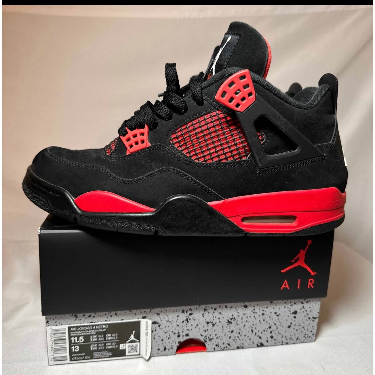 Jordan Brand × Nike Size 11.5 - Nike Air Jordan 4 Retro Red Thunder Men's Shoes Size US 11.5 / EU 44-45 - 8 Thumbnail