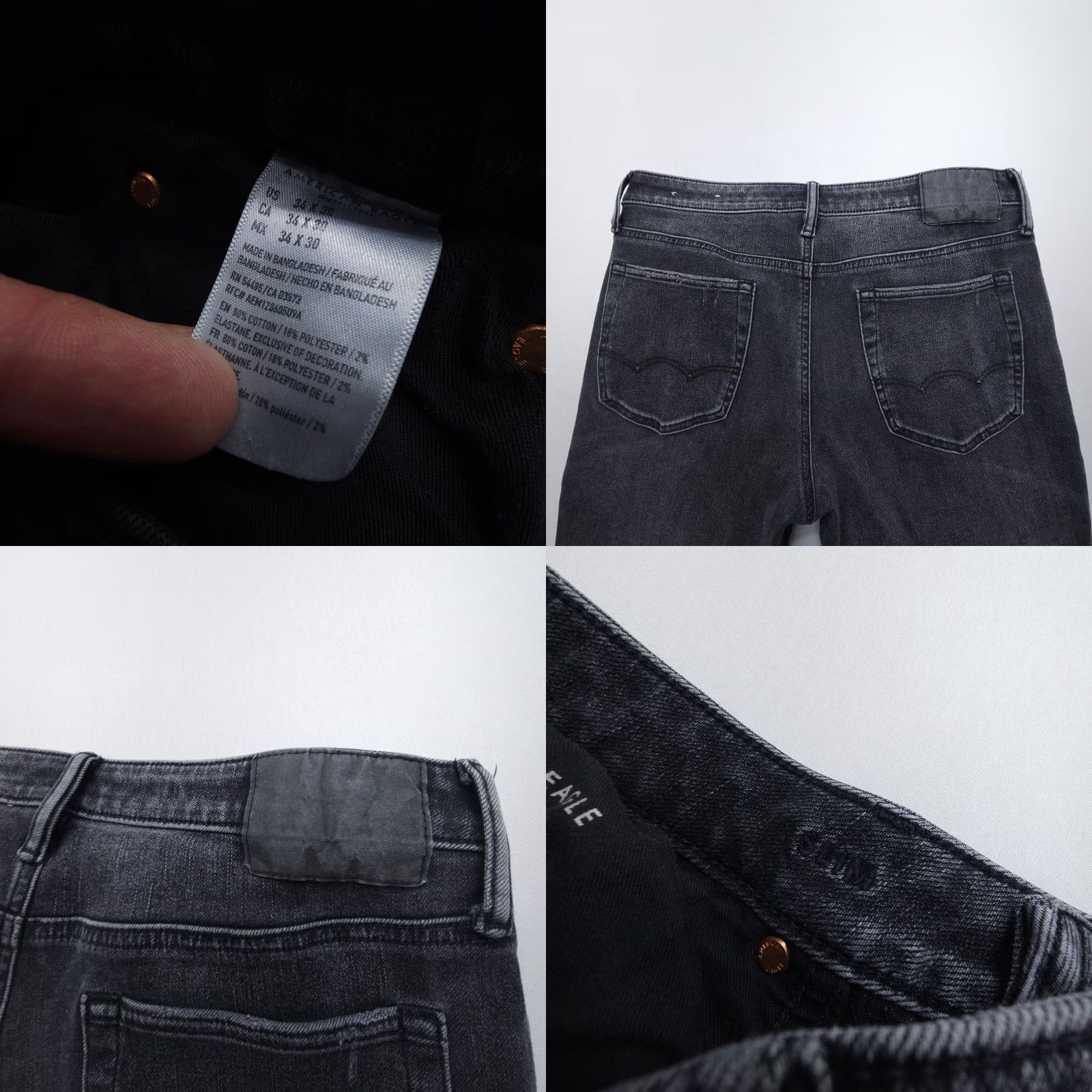 American Eagle Outfitters American Eagle Outfitters Airflex Slim Straight Jeans Mens 34 x 30 Distressed Black Inseam 28 5-Pocket Denim Size US 34 / EU 50 - 8 Thumbnail
