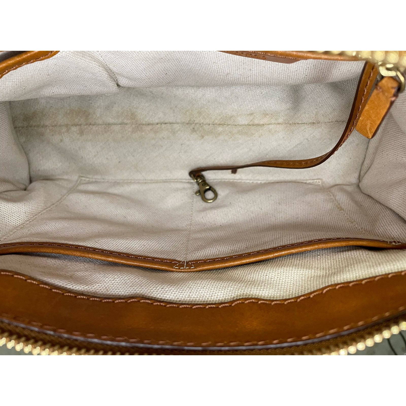 Michael Kors Michael Kors Signature Monogram Satchel Bag in Tan and Brown Size ONE SIZE - 10 Thumbnail