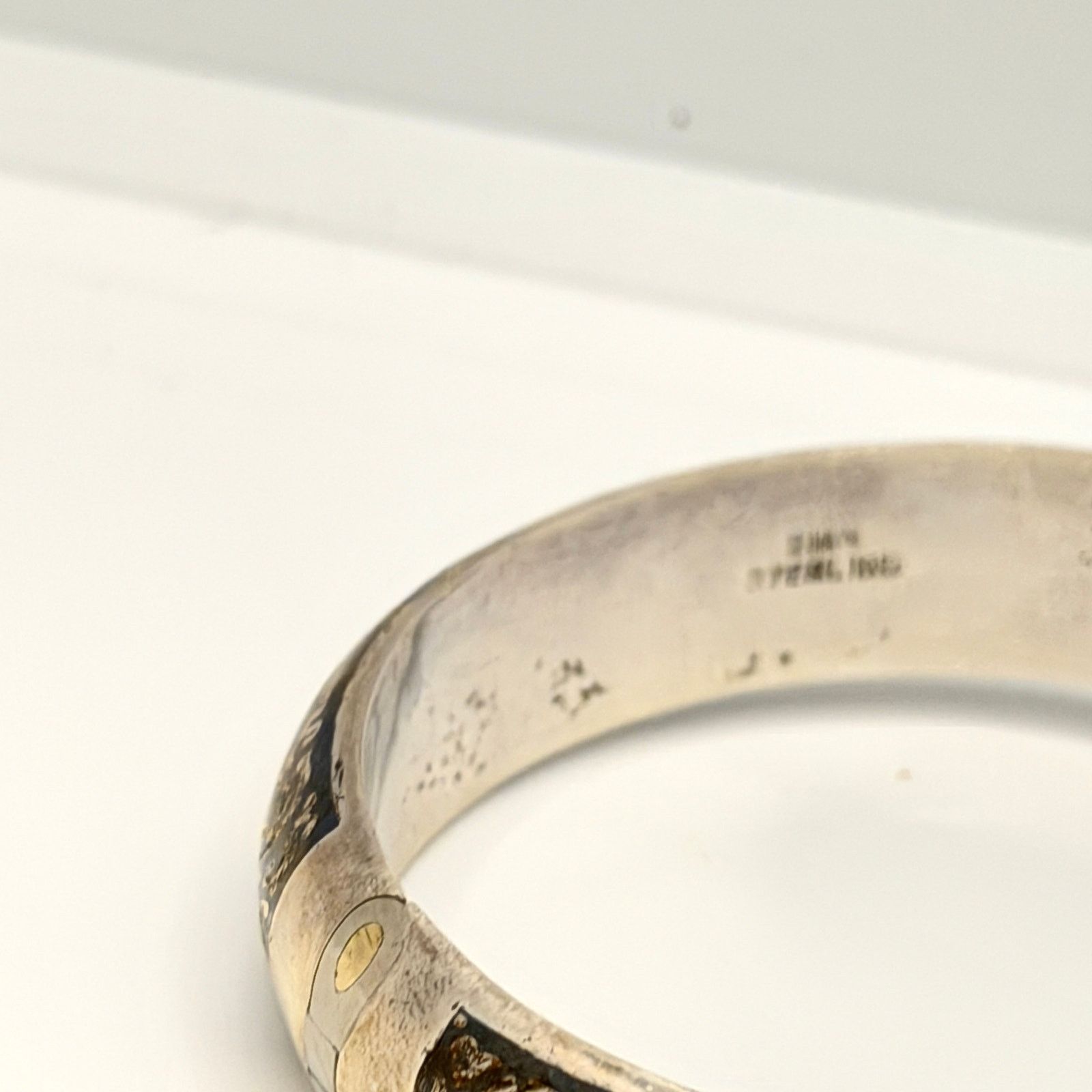 Vintage Vintage 50s Siam Sterling Silver Blue Niello Hinged Bangle Size ONE SIZE - 4 Thumbnail
