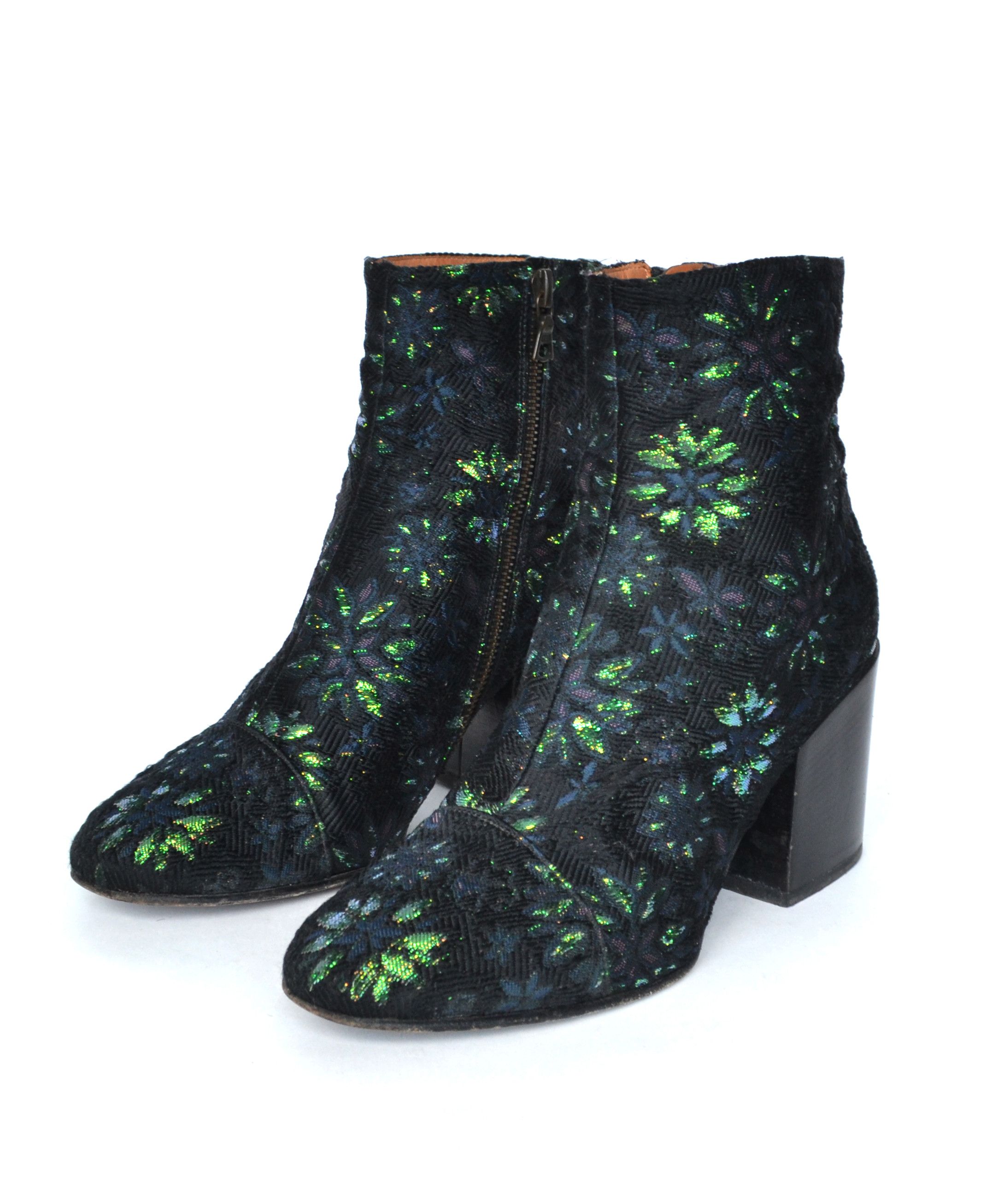 Dries Van Noten DRIES VAN NOTEN Boots Heels Floral Ankle Booties Black Size US 6 / IT 36 - 1 Thumbnail