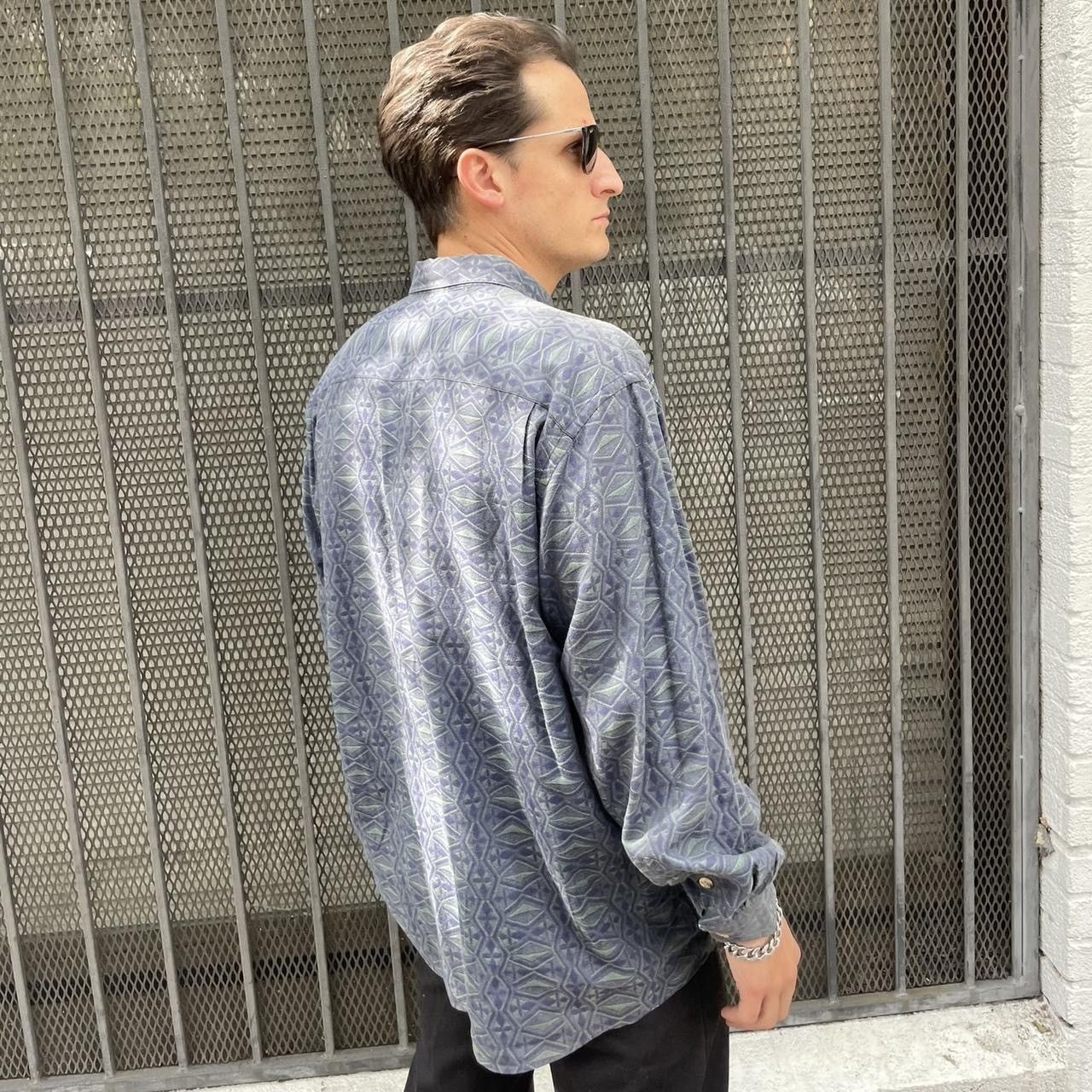 Neiman Marcus × Vintage × Zara Vintage Jhane Barnes Shirt blue Pattern Button Down 90's Size US L / EU 52-54 / 3 - 3 Thumbnail