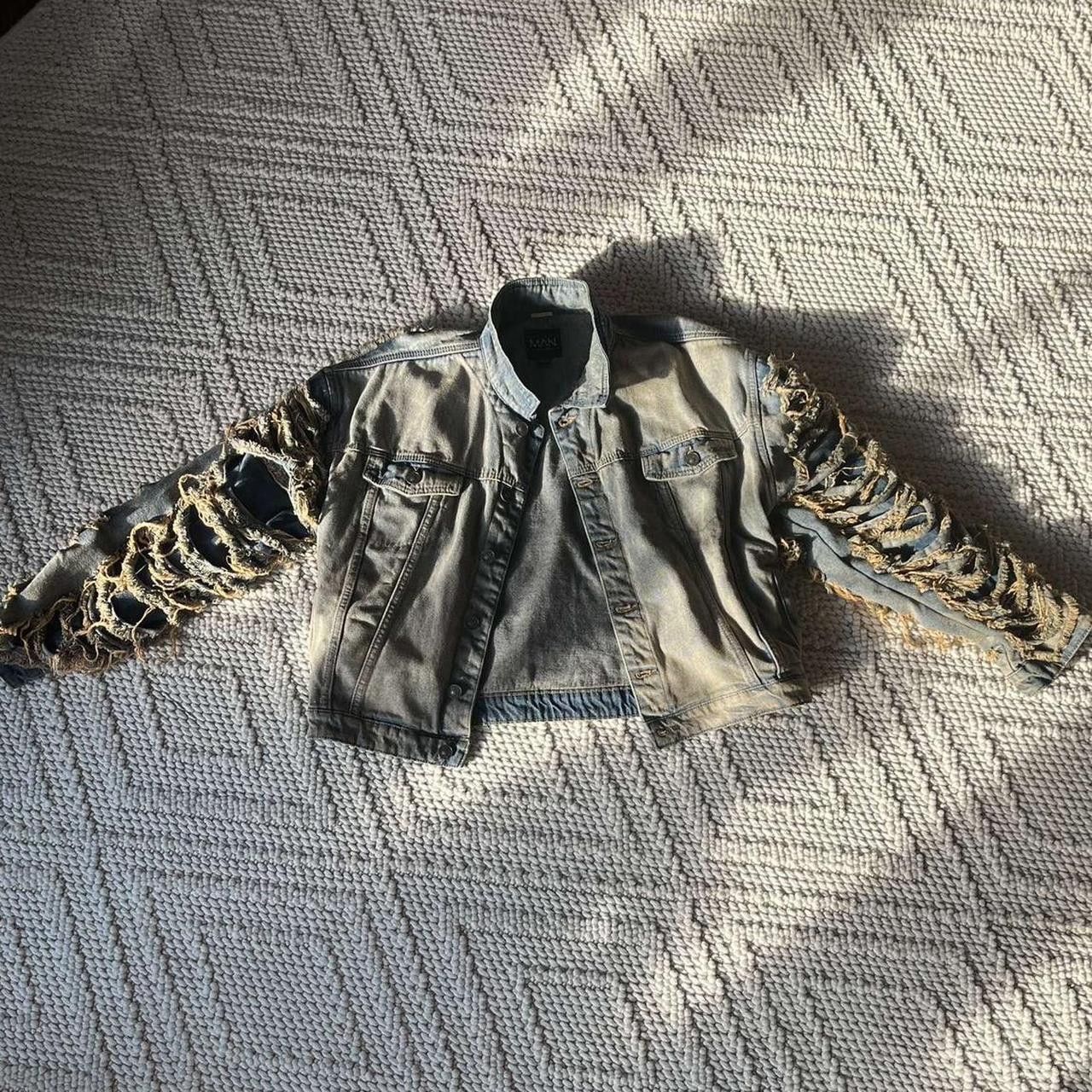 Vintage Cropped Distressed Bomber Washed Jean Jacket Size US M / EU 48-50 / 2 - 1 Thumbnail