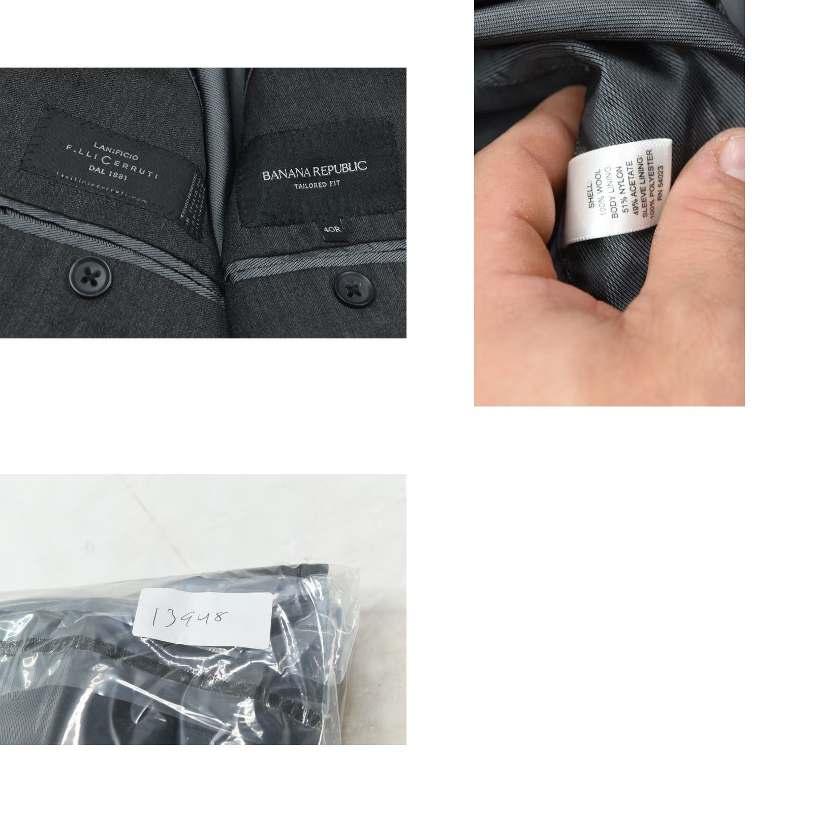 Banana Republic Banana Republic Cerutti Suit Jacket Mens 40R Gray Wool Two-Button Tailored Fit Size 40R - 10 Thumbnail