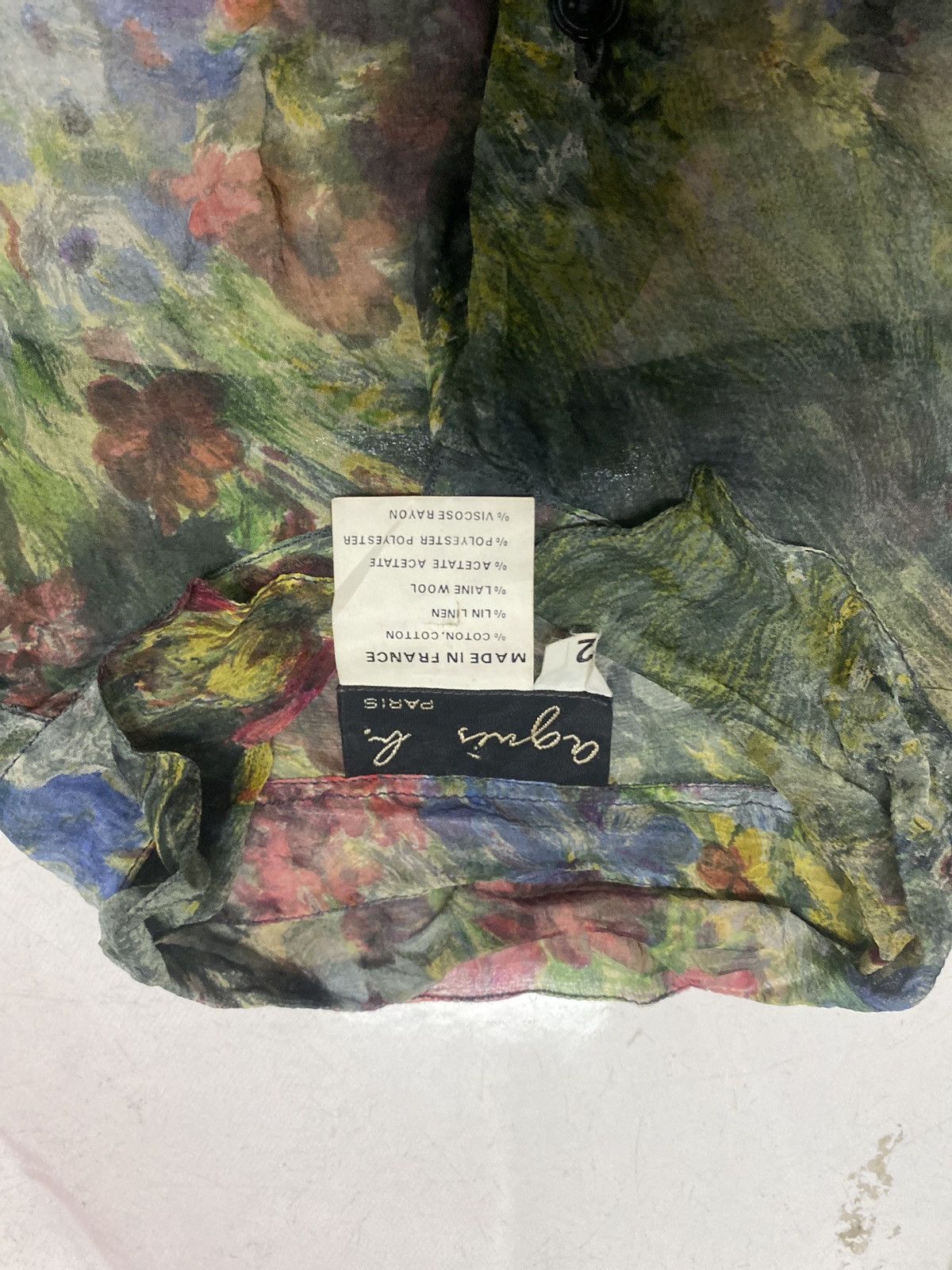 Vintage × agnes b. Vintage 80s AGNES B Silk Polyester Anorak Floral SHIRT Size US M / EU 48-50 / 2 - 7 Thumbnail