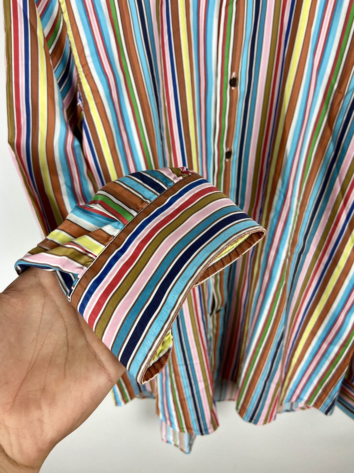 Etro Etro Milano Mens Striped Button-Down Luxury Shirt Size US L / EU 52-54 / 3 - 10 Thumbnail
