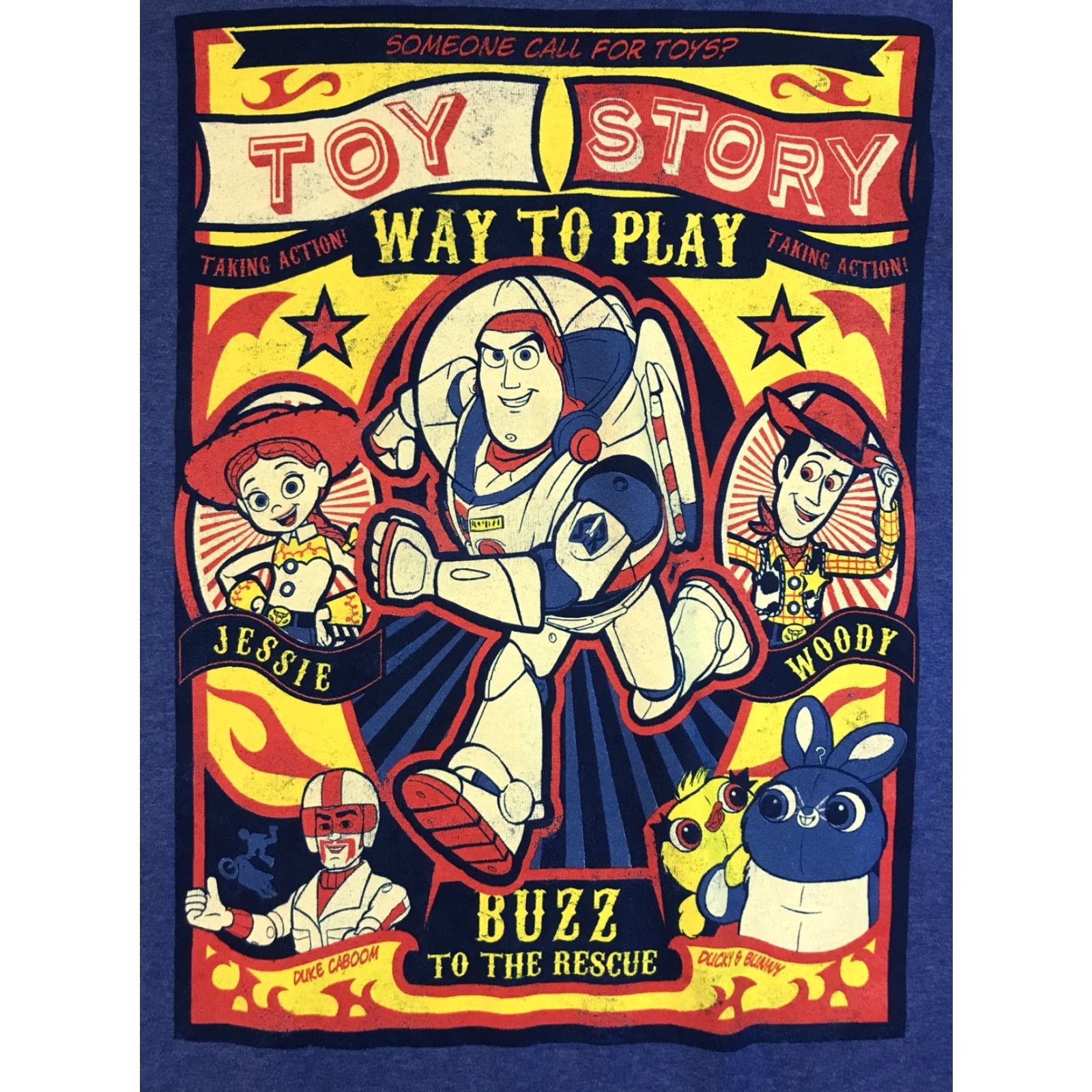 Disney VINTAGE Disney Pixar Toy Story T Shirt Mens XXL Crew Neck Short Sleeve Blue Cotton Logo 90s Cartoon Buzz Lightyear Woody Promo Size US XXL / EU 58 / 5 - 2 Thumbnail