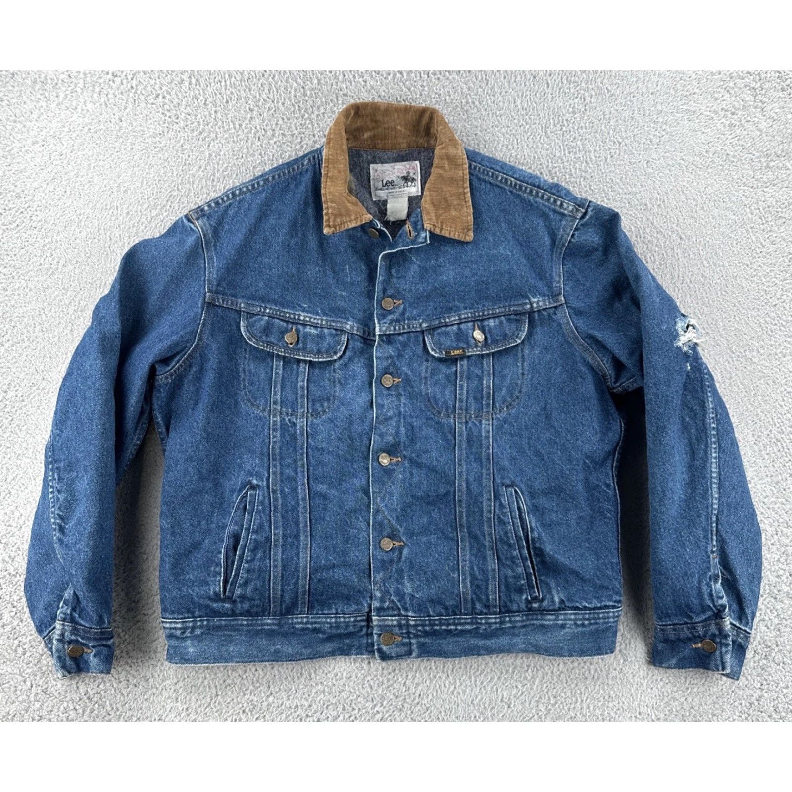 Lee VINTAGE Lee Storm Rider Blanket Lined Denim Jacket Mens XL Blue Denim Jacket Western Wear US Made 1970s Mens Size US XL / EU 56 / 4 - 2 Thumbnail