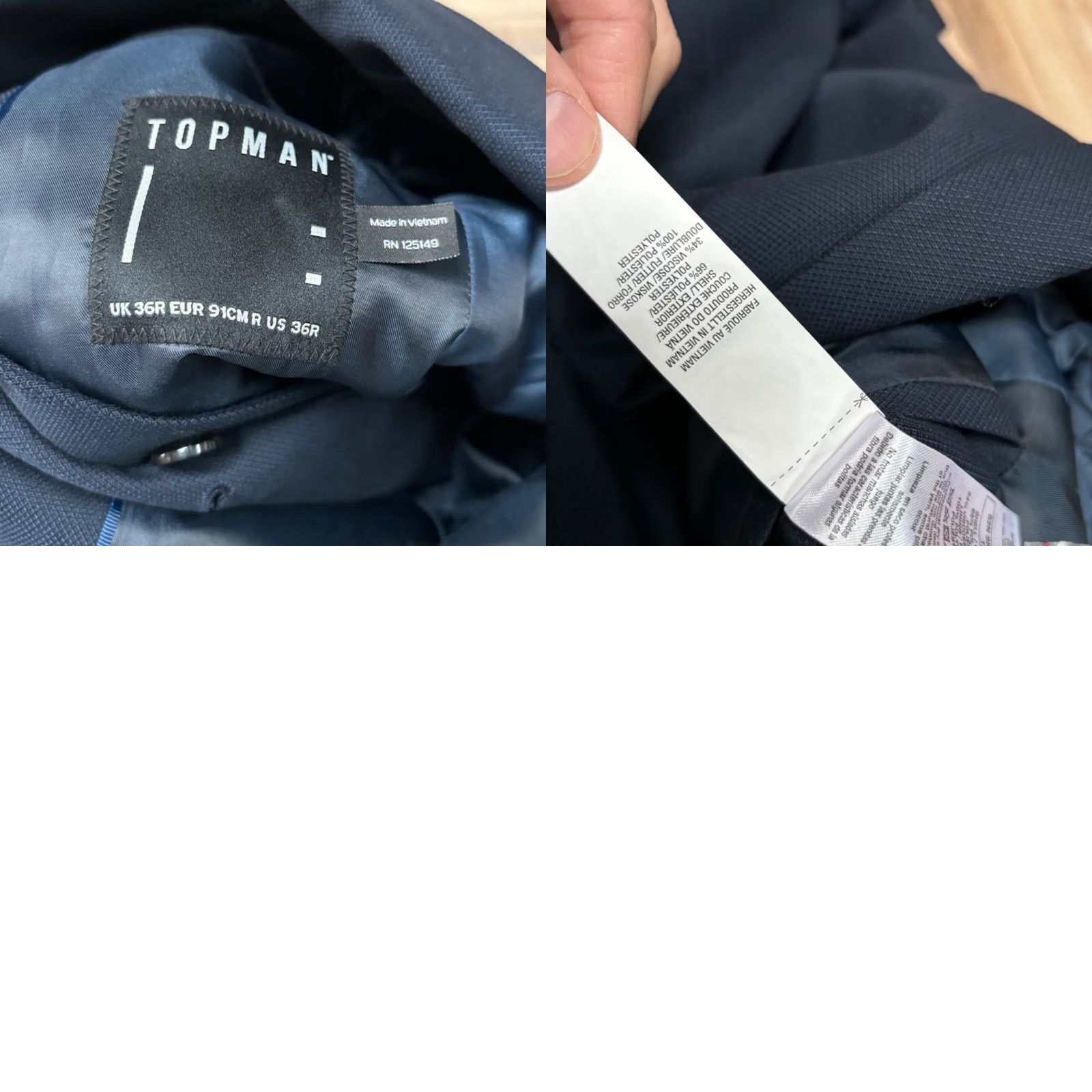 Topman Topman Blazer 36R Mens Navy Blue Sport Jacket 2 Button Size 36R - 8 Thumbnail