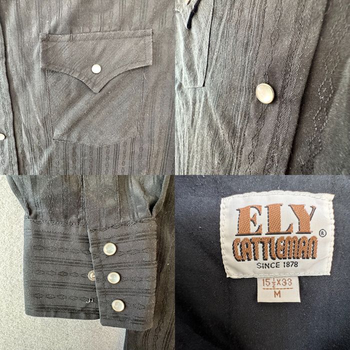 Chemise Vintage Ely Cattleman Homme – Col Snap Perle – Blanche – Taille 17 (34/XL)