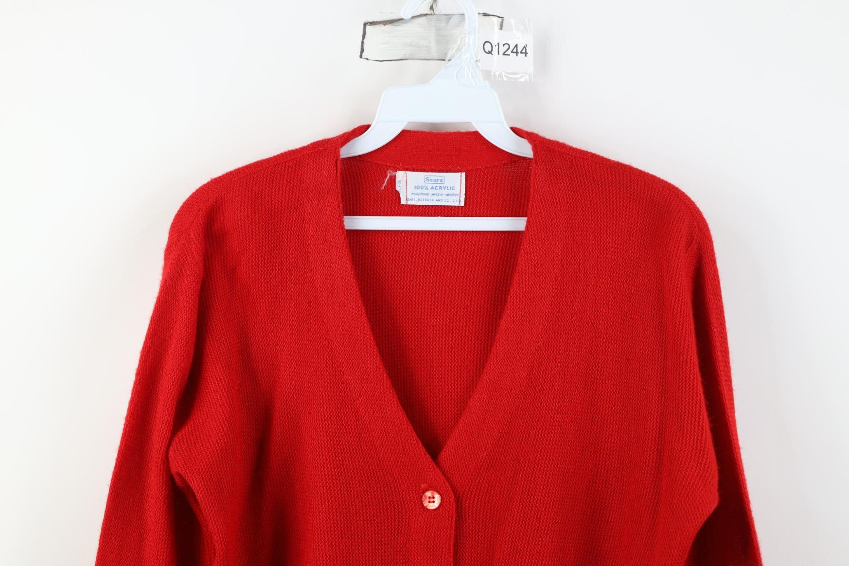 Vintage Vintage 70s Streetwear Knit Cardigan Sweater Red Acrylic USA Size M / US 6-8 / IT 42-44 - 2 Thumbnail