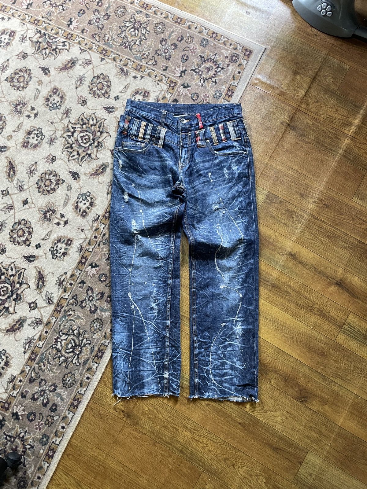 Japanese Brand × Vintage Double Waist Jeans Splash Size US 33 - 1 Thumbnail