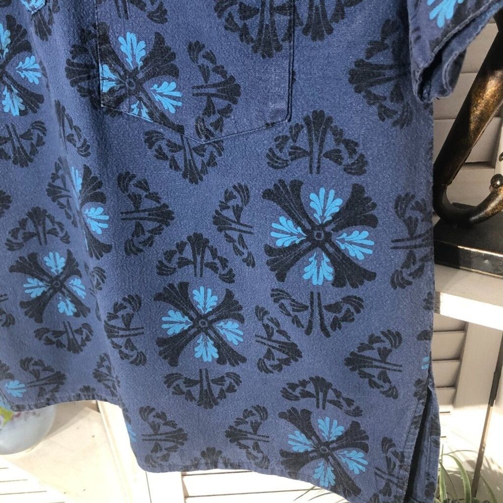 Vintage Vintage boho cotton shirt paisley blue short sleeves Sz L Size US L / EU 52-54 / 3 - 7 Thumbnail