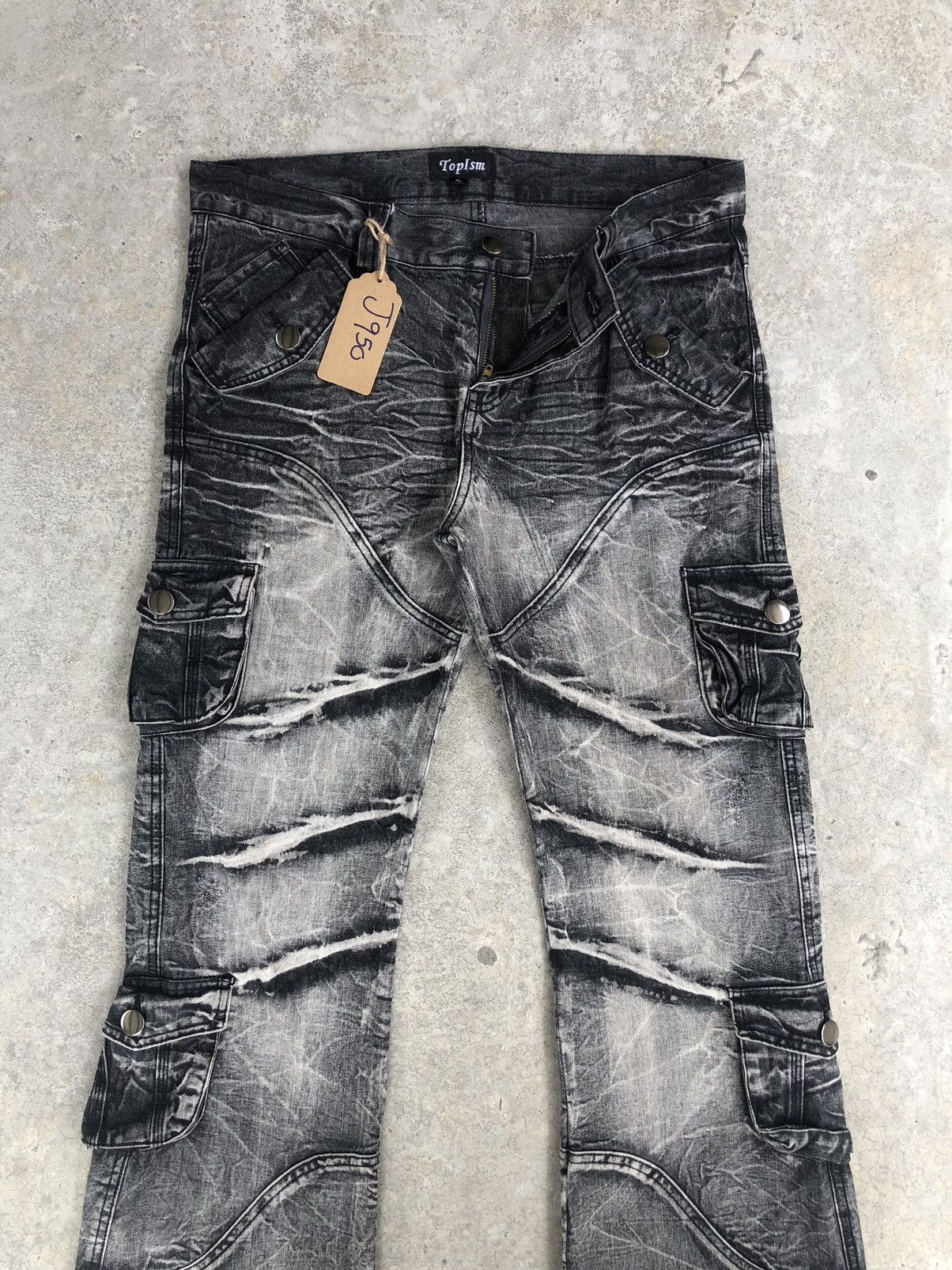Japanese Brand Topism Flared Jeans Distressed Jeans Cargo Pants Multipocket Size US 34 / EU 50 - 3 Thumbnail