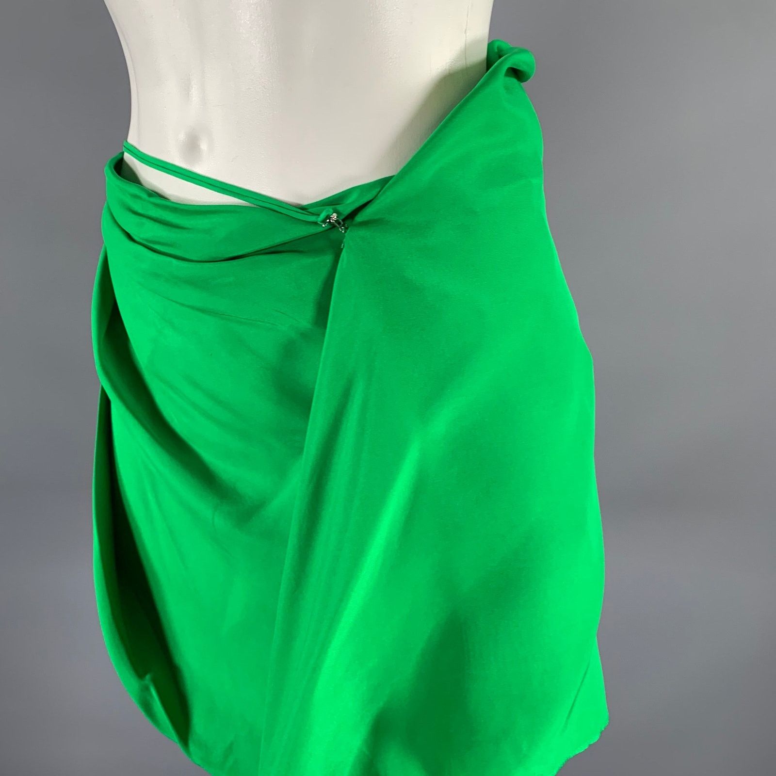 GAUGE81 GAUGE 81 Size XS Green Silk Draped Mini Skirt Size 25" / US 0 / IT 36 - 2 Thumbnail