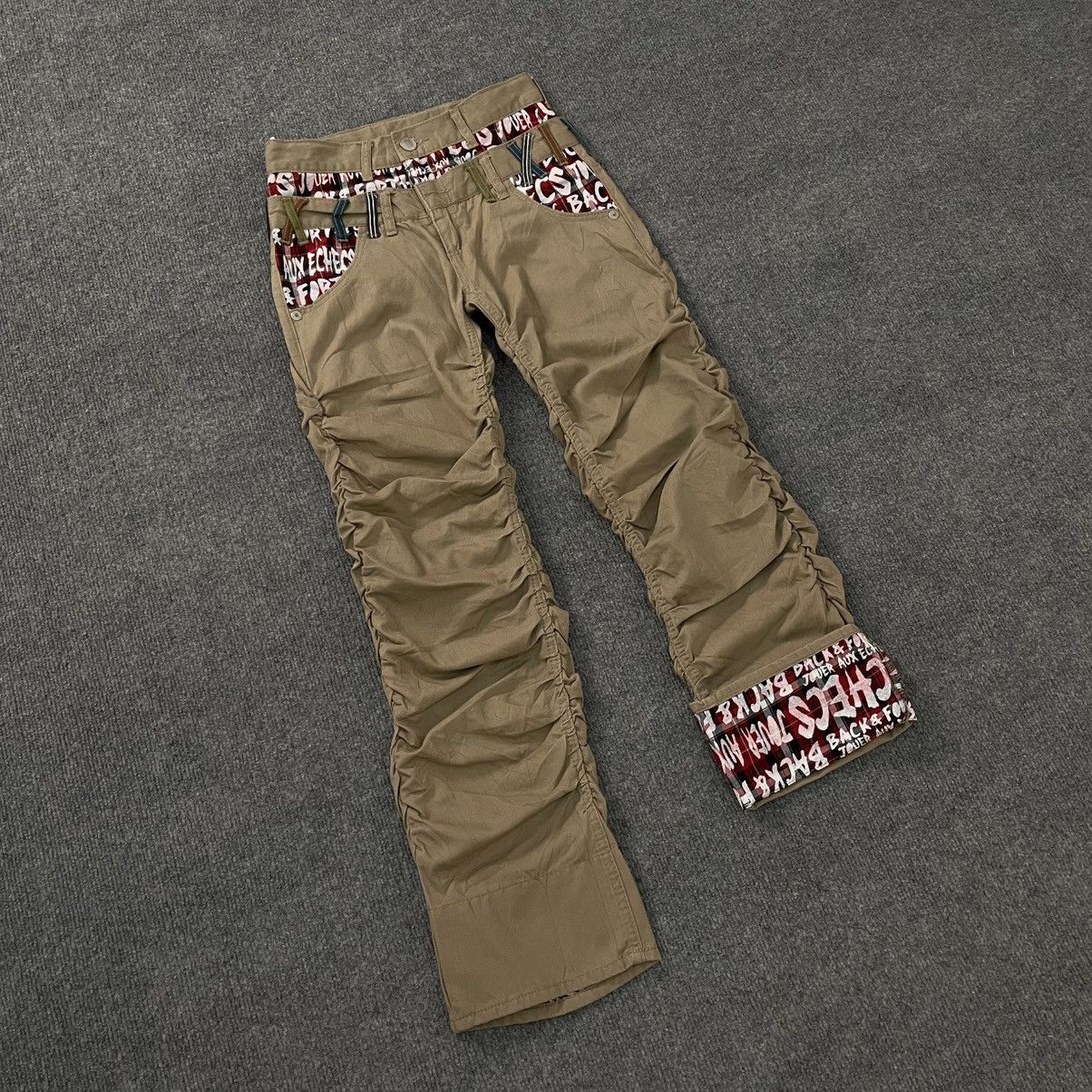 PPFM Ruched Double Waist Pants with Graphic Contrast Panels Size US 26 / EU 42 - 4 Thumbnail