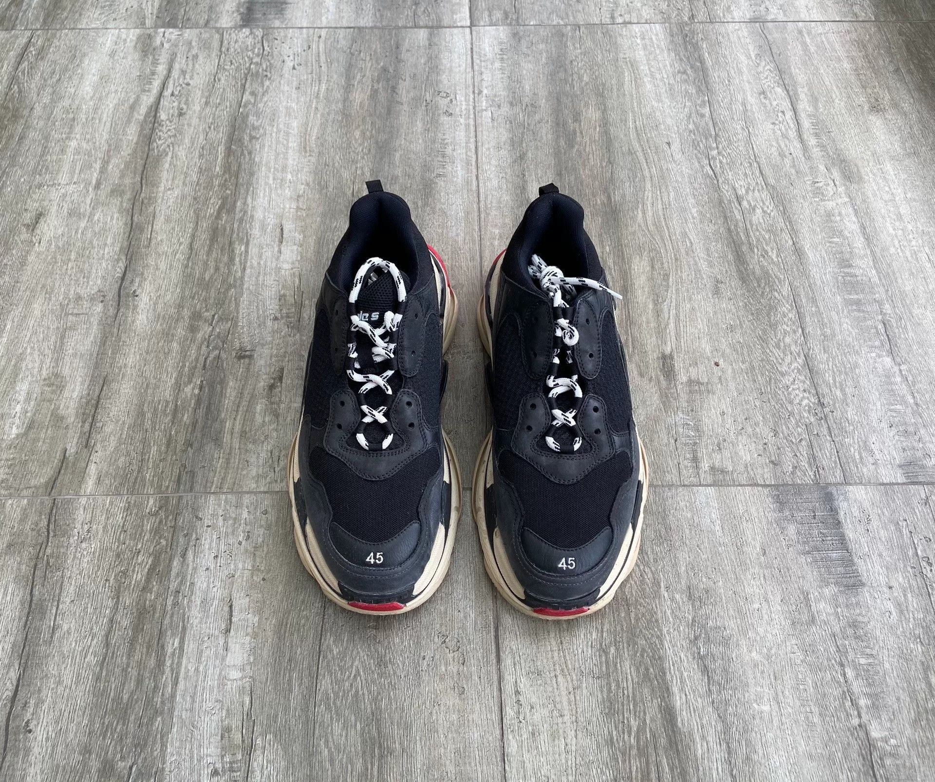 Balenciaga Balenciaga Triple S Black Red Sneakers Size 45 Size US 11 / EU 44 - 1 Thumbnail