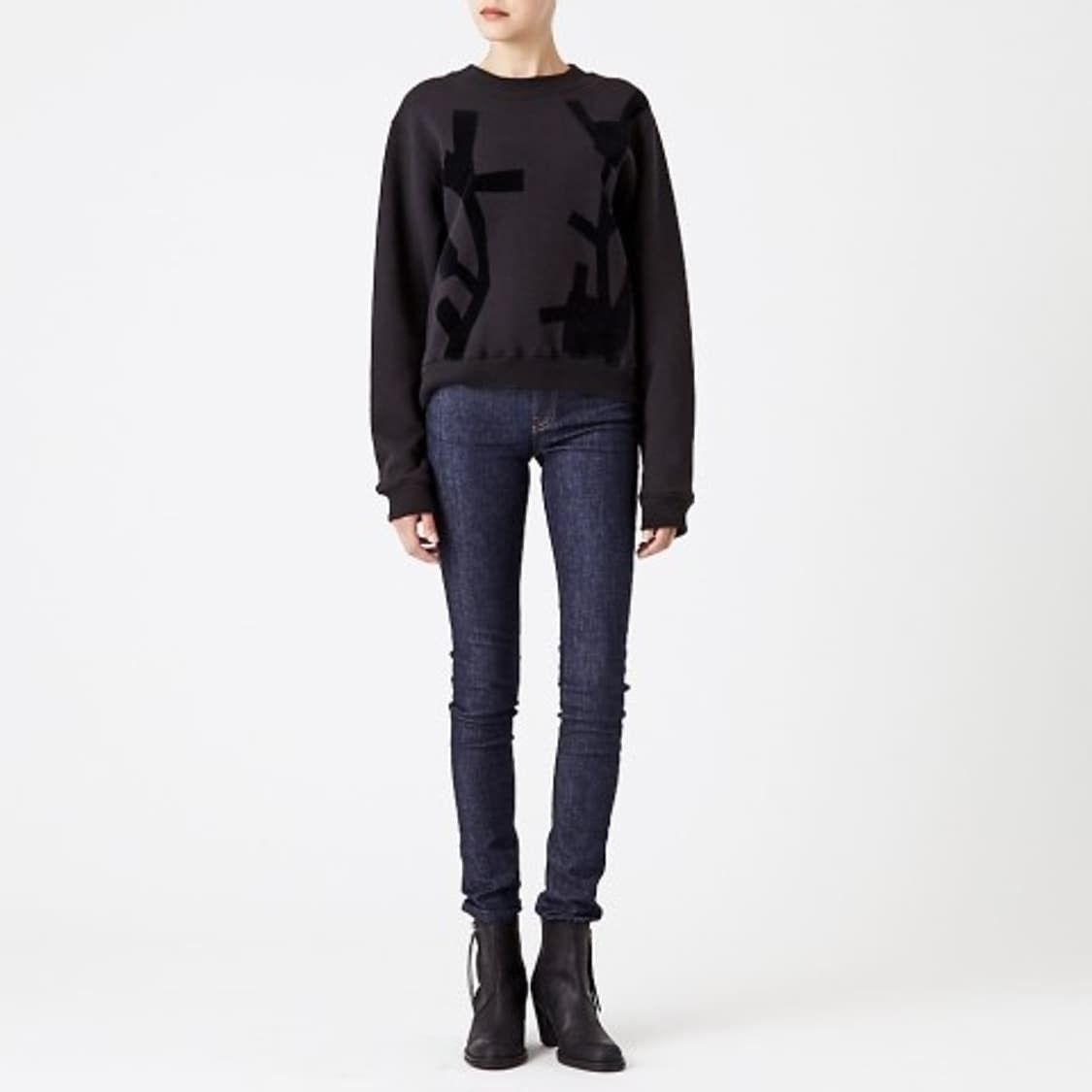 Acne Studios Acne Studios Black Bird flower PAW14 Crewneck Sweater Size S / US 4 / IT 40 - 1 Thumbnail