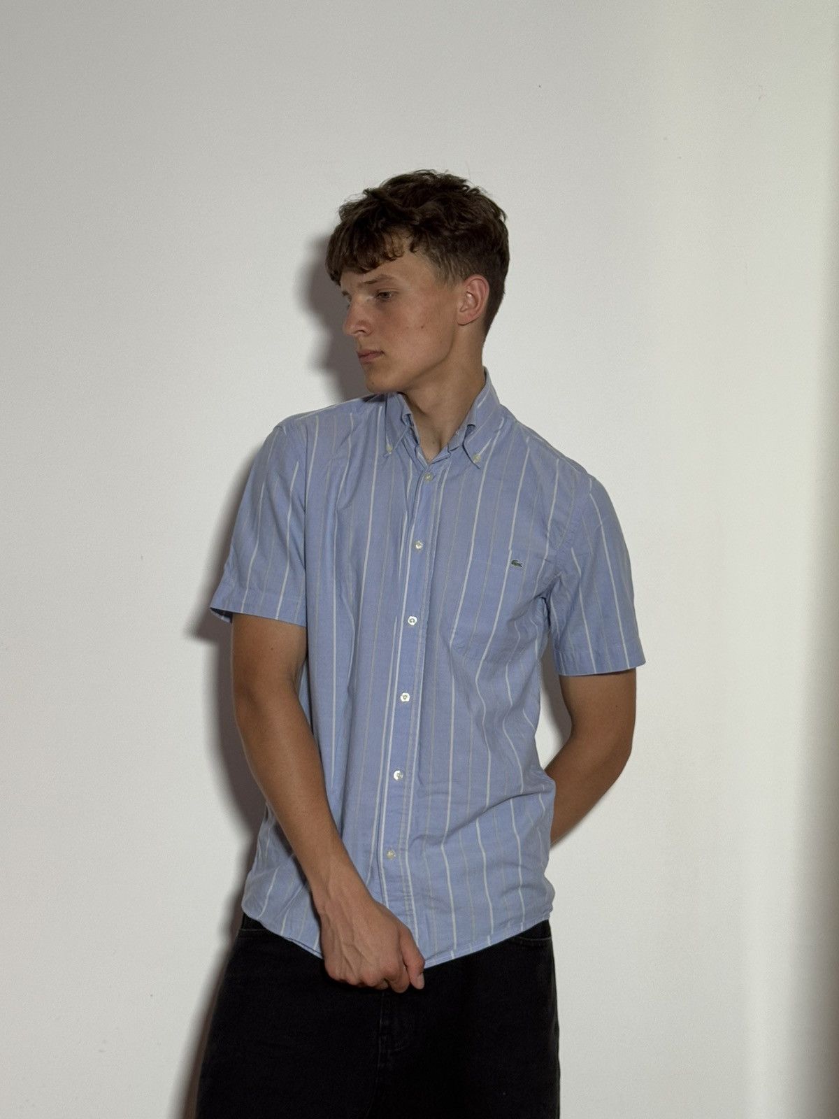 Lacoste Vintage Lacoste Striped Linen Button Ups Shirt Size US S / EU 44-46 / 1 - 1 Thumbnail