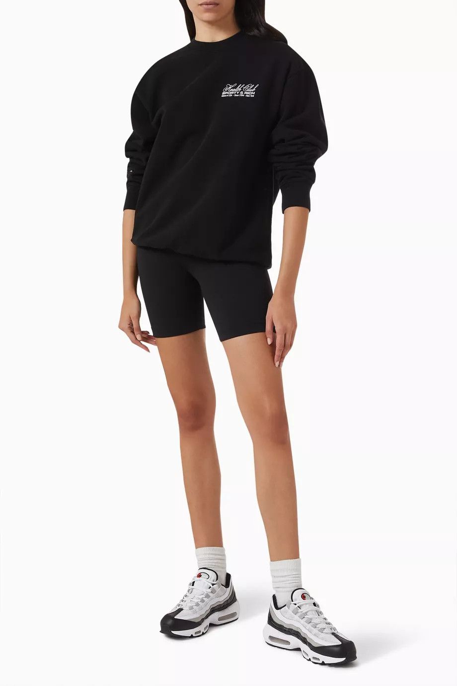 Sporty & Rich o1mle0525 Made in USA Crewneck Sweatshirt in Black Size XXS / US 00 / IT 34 - 3 Thumbnail