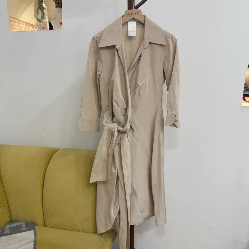 Max Mara MaxMara Beige Silk Blend Trench Coat 0089 Size S / US 4 / IT 40 - 1 Thumbnail