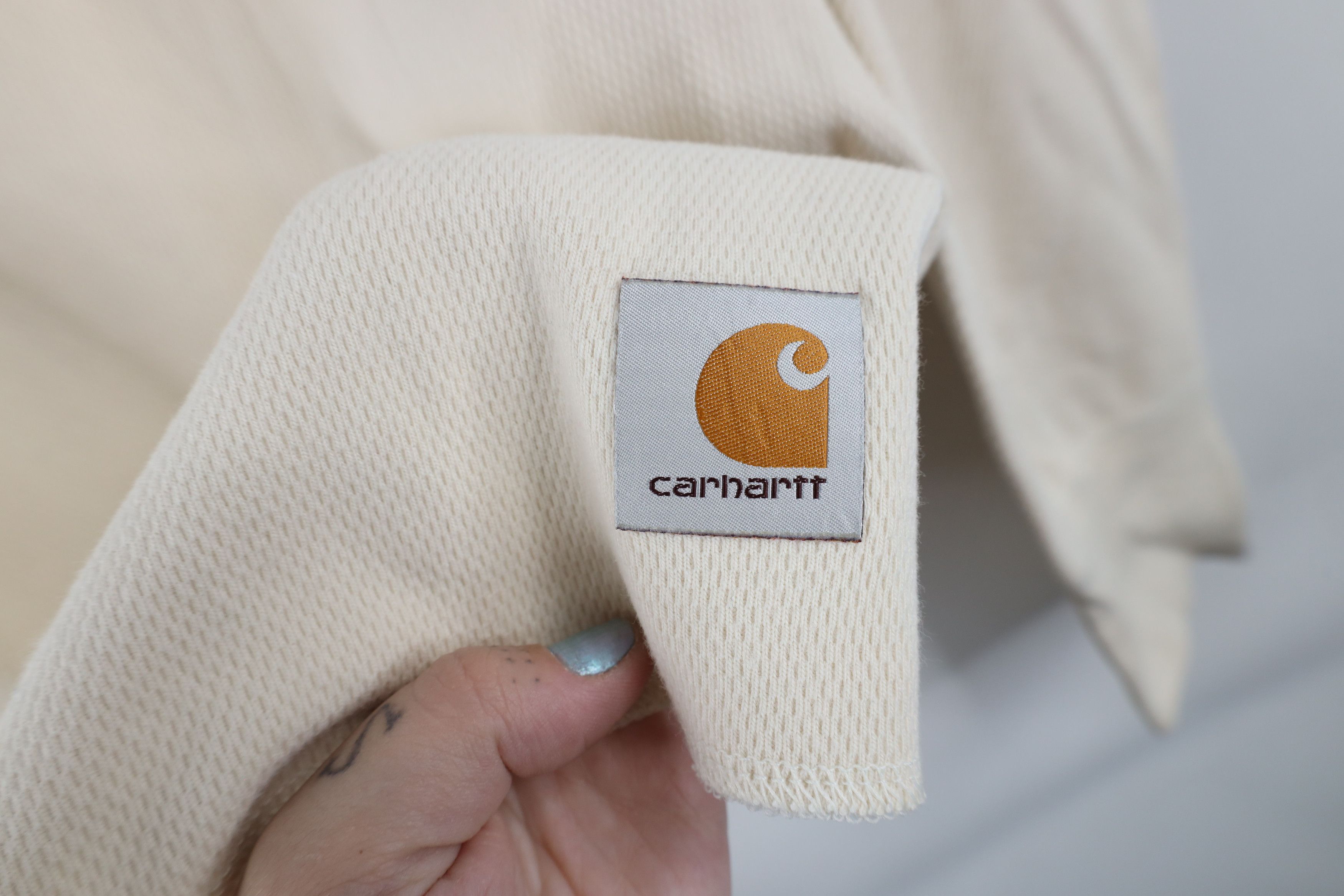 Carhartt × Vintage Vintage Carhartt Thermal Knit Long Sleeve T-Shirt Cream Size US M / EU 48-50 / 2 - 4 Thumbnail
