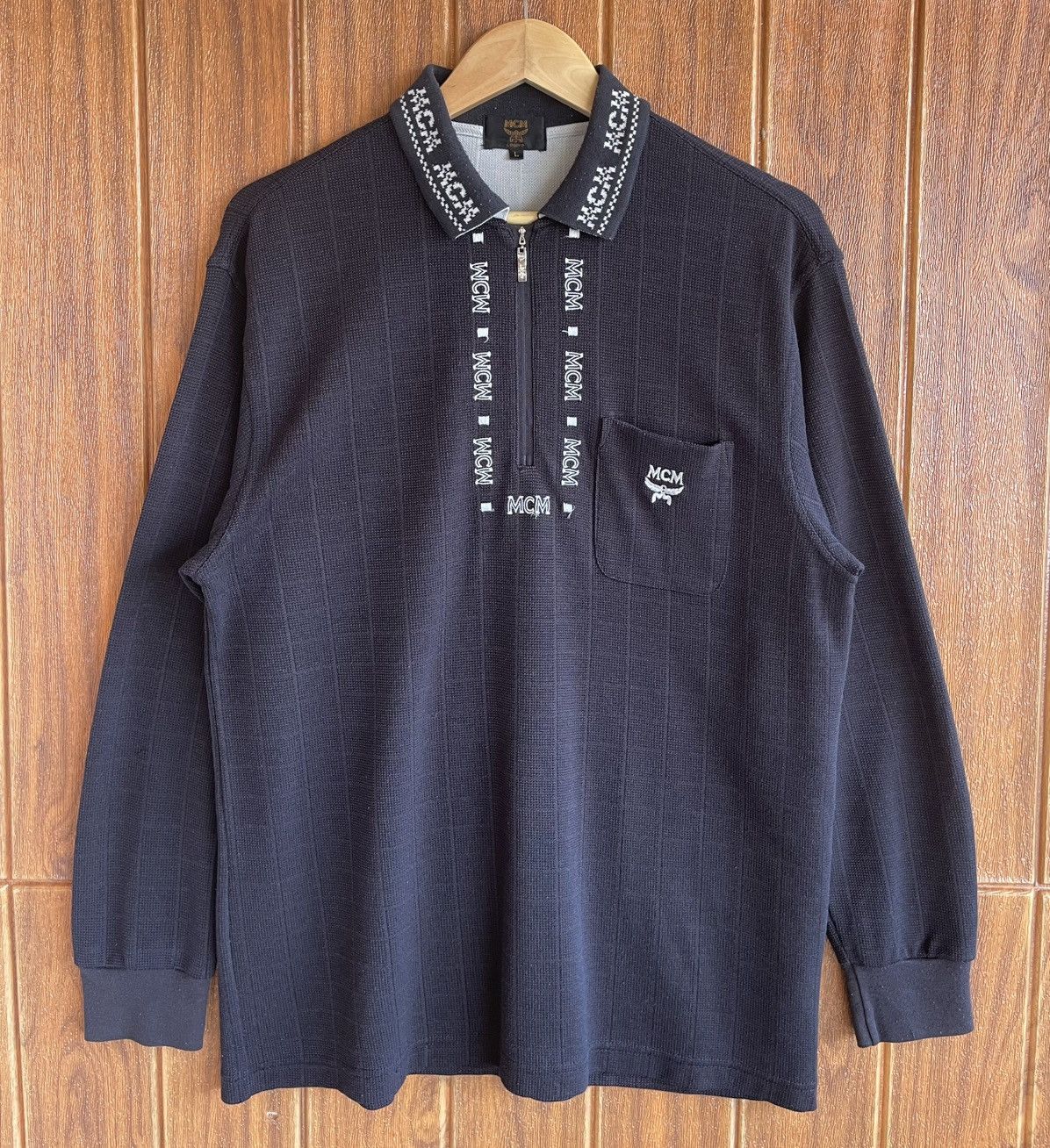 MCM Vintage’90s🔥MCM🔥Embroidery Logo Half Zip Polo L/S Size US L / EU 52-54 / 3 - 1 Thumbnail