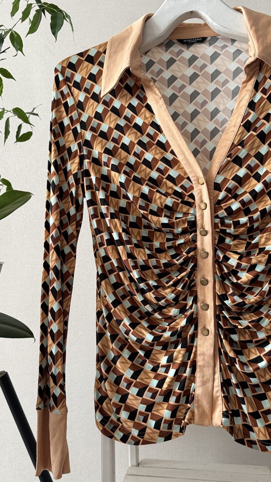 Georges Marciano Guess Vintage shirt geometric print 70s Gucci Versace Style Size L / US 10 / IT 46 - 2 Thumbnail